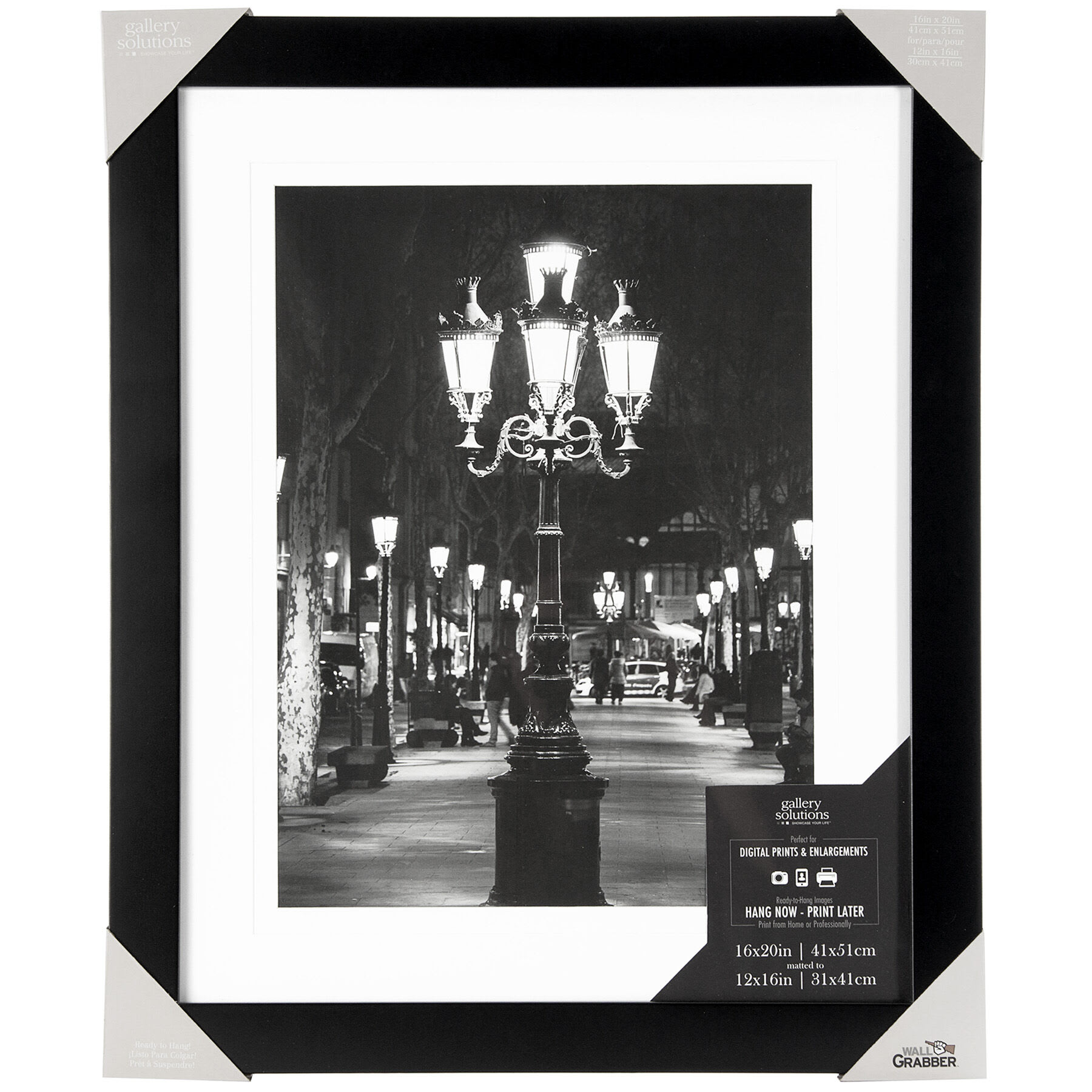 15x19 Matted to 12x16 Black Linear Profile Photo Wall Frame