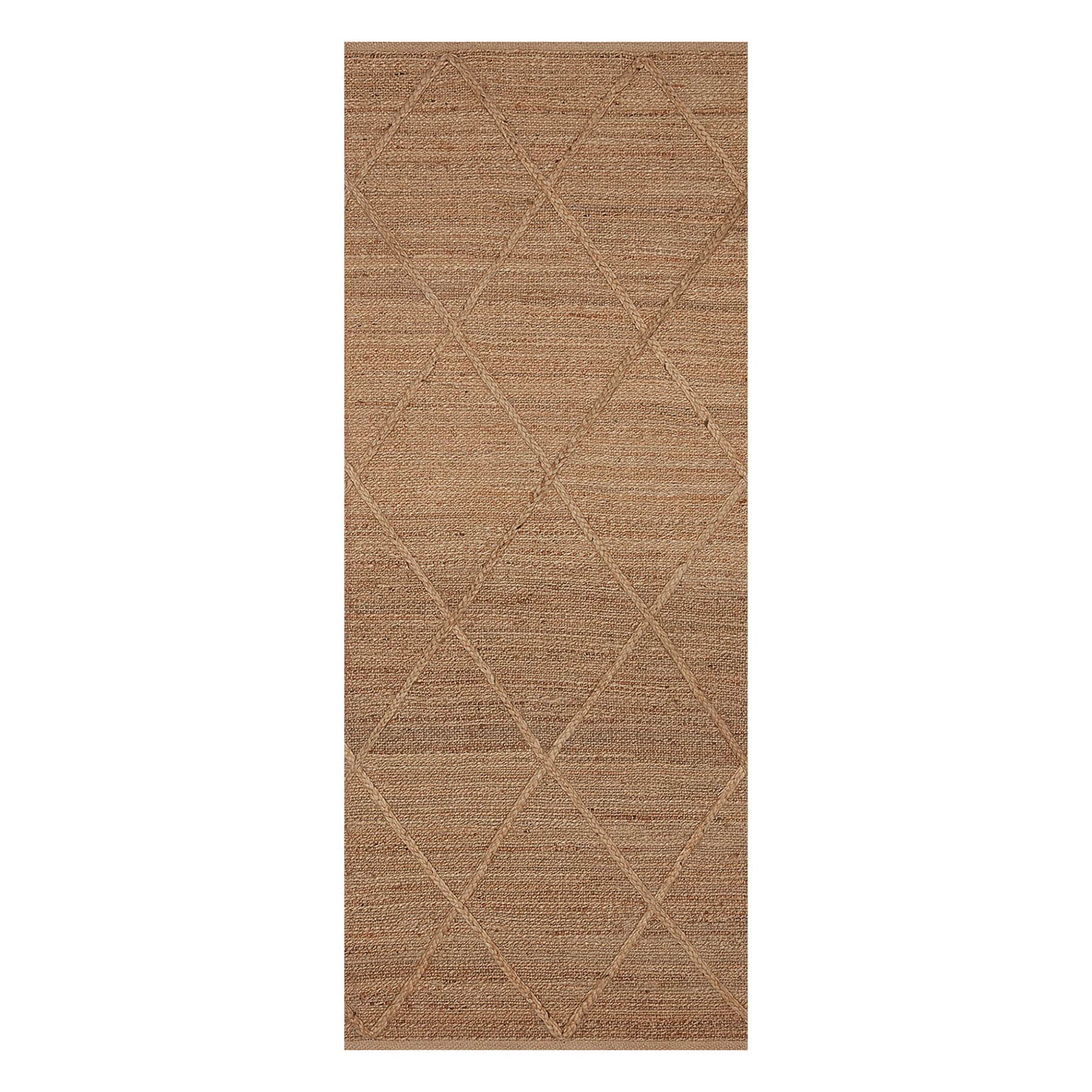 (B661) Providence Goldie Jute Diamond Design Runner, 2x5