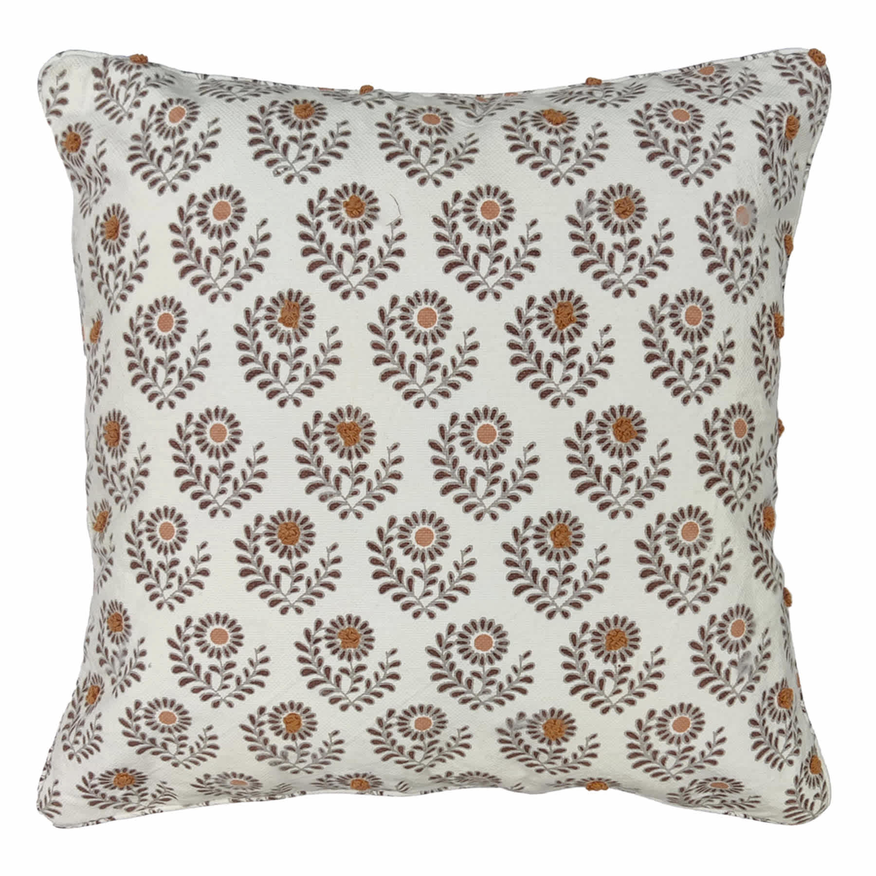 Honeybloom Flower Embroidered Throw Pillow, 18"