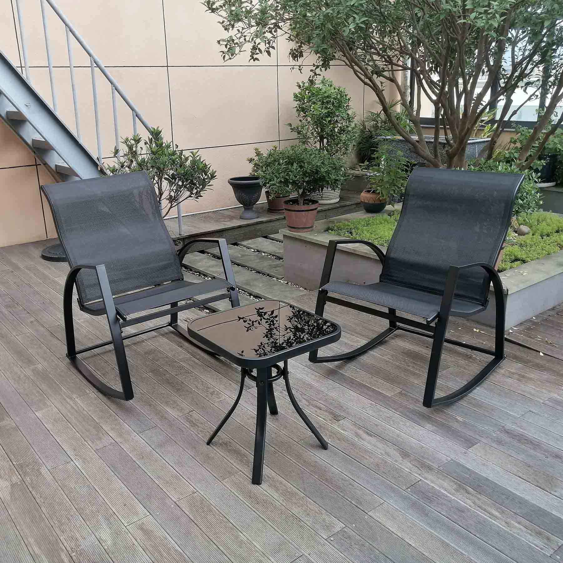 Crosby St. Sling Rocker Patio Chat Set, Black