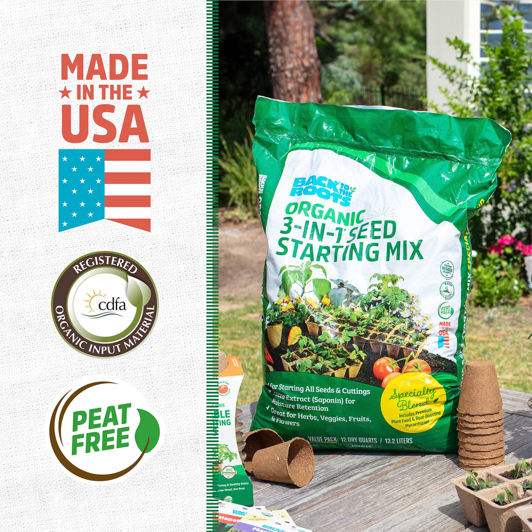 Back to Roots Organic 3-In-1Seed Starting Mix, 12qt