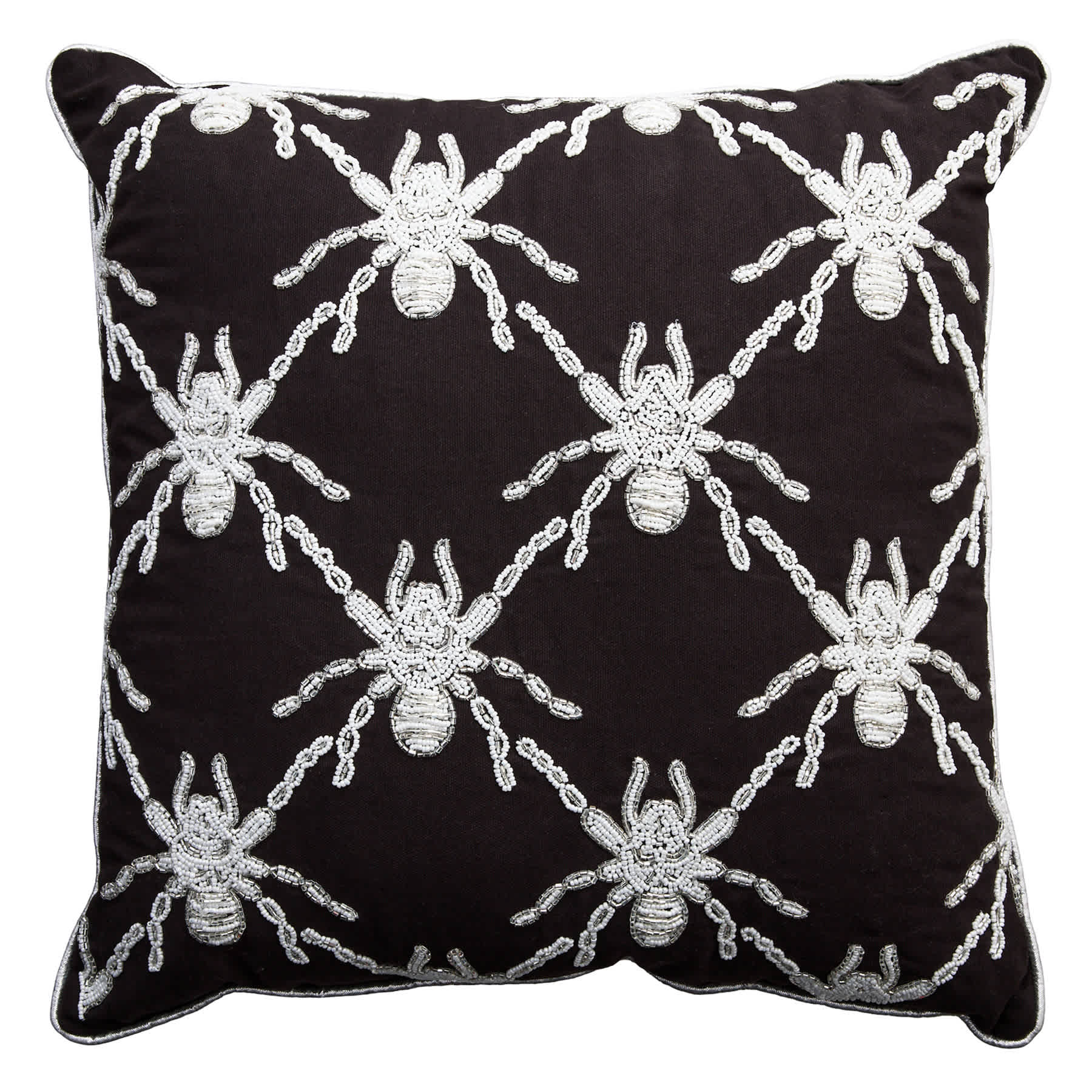 Embroidered Spider Throw Pillow, 18"