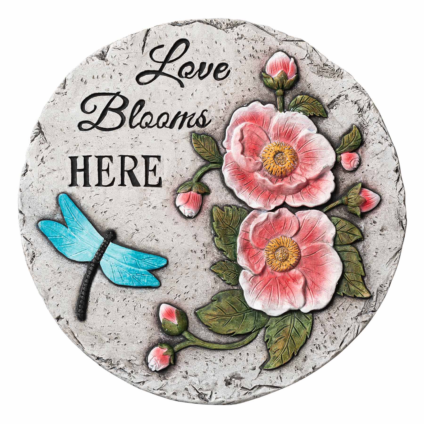 Dragonfly Flower Outdoor Stepping Stone, 10"