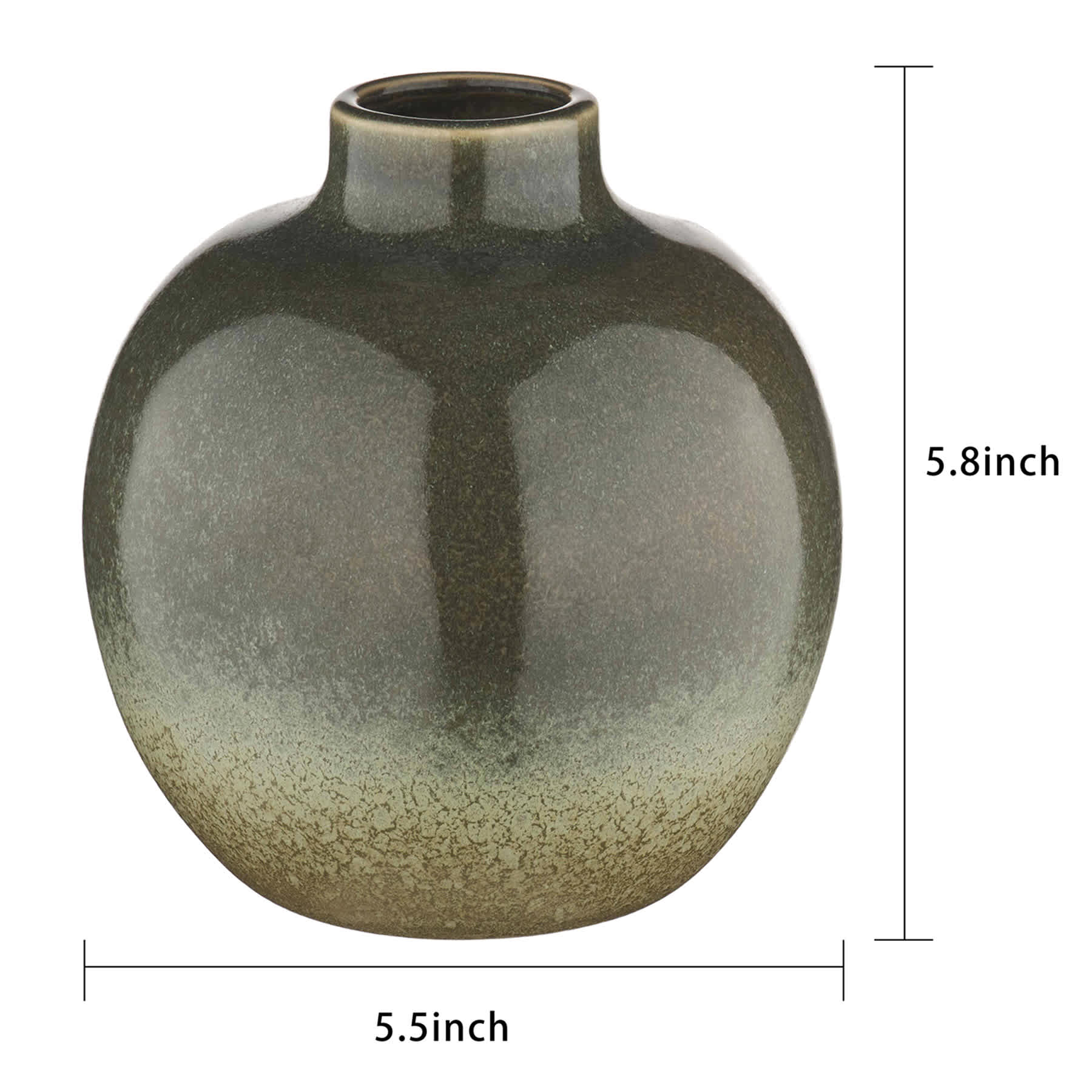 Green Glazed Ceramic Vase, 5.8"