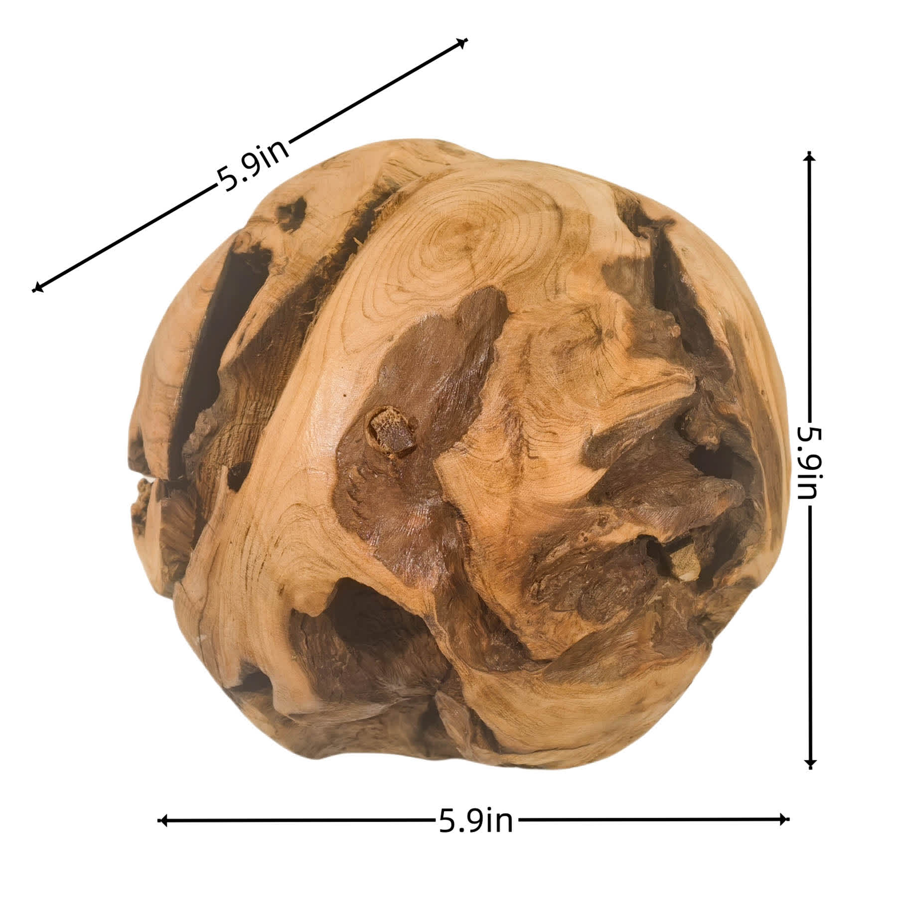 Decorative Wooden Orb, 6"