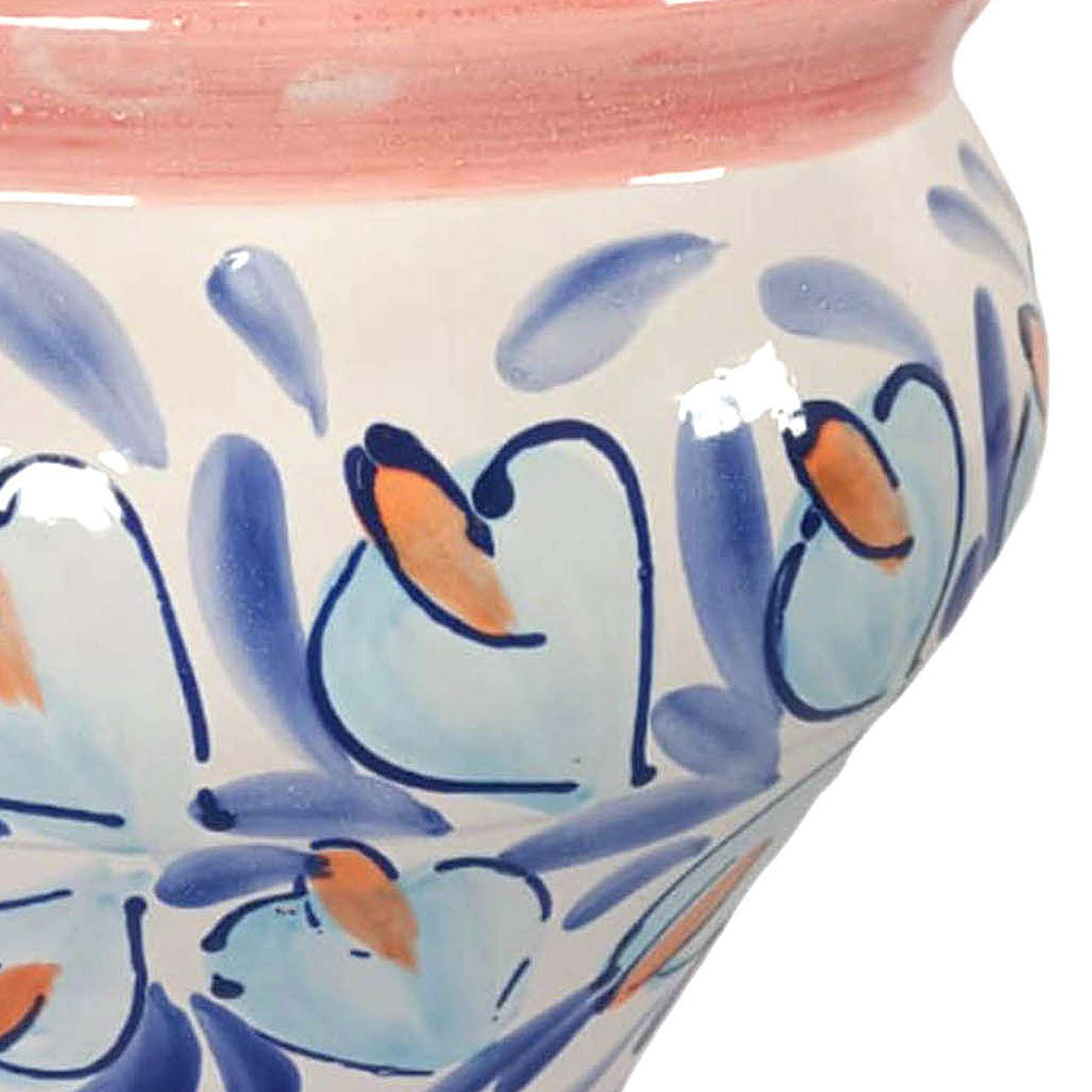 Hand Painted Spanish Orange Swirl Outdoor Planter, Medium