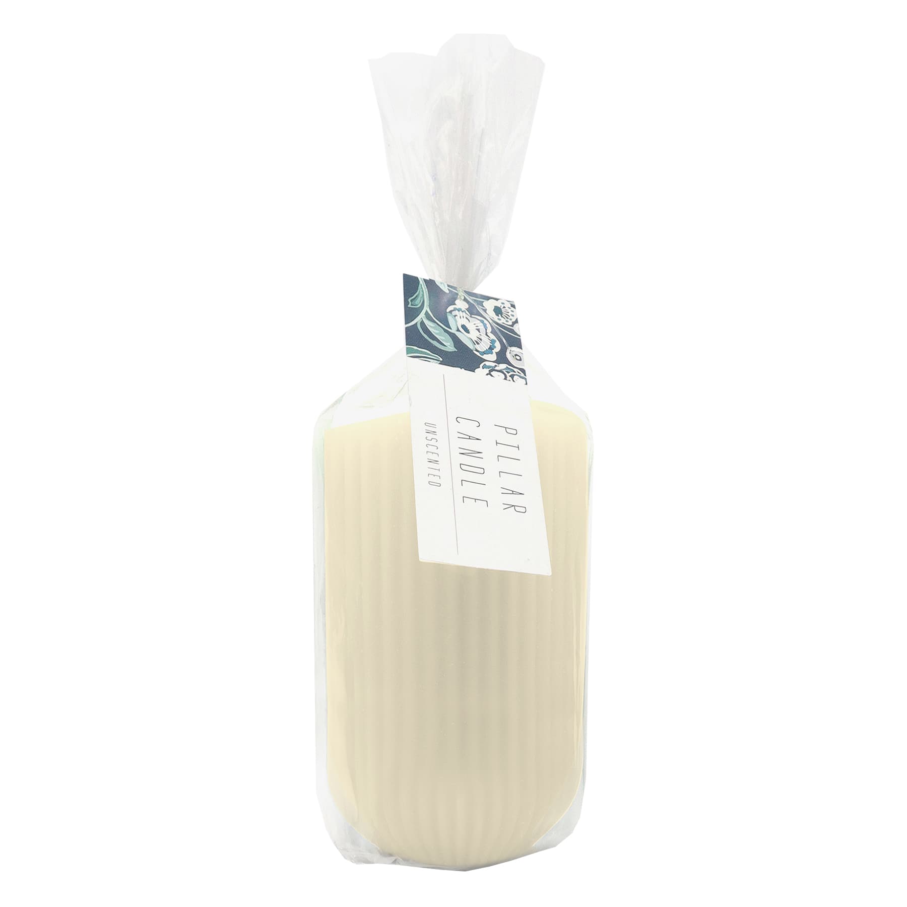 Tracey Boyd White Unscented Ribbed Modern Candle, 3.5x6