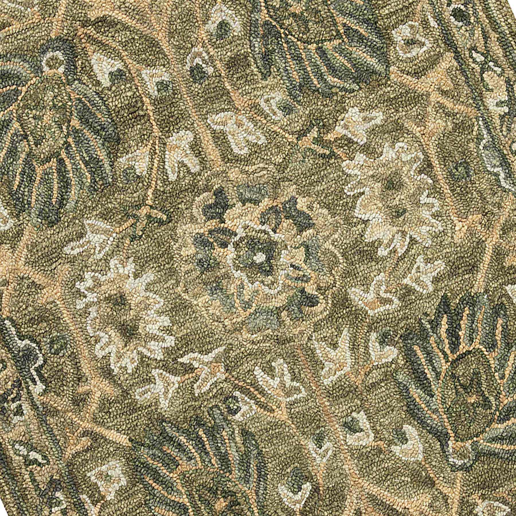(A496) Honeybloom Victoria Sage Floral Hooked Accent Rug, 3x5