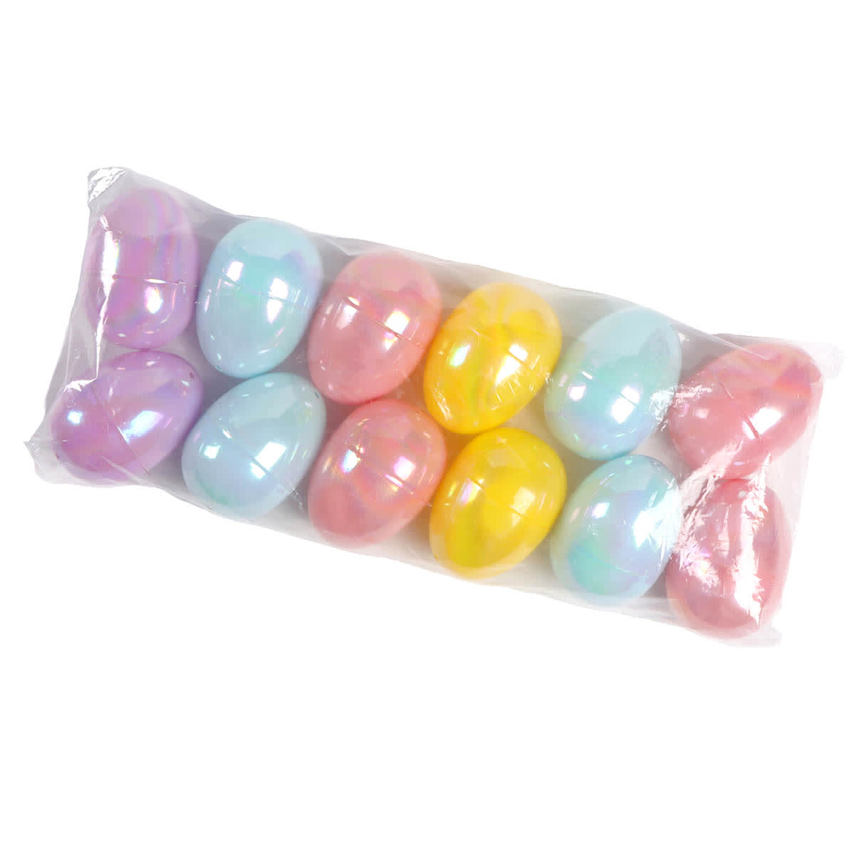 Set of 12 Iridescent Pastel Plastic Easter Eggs