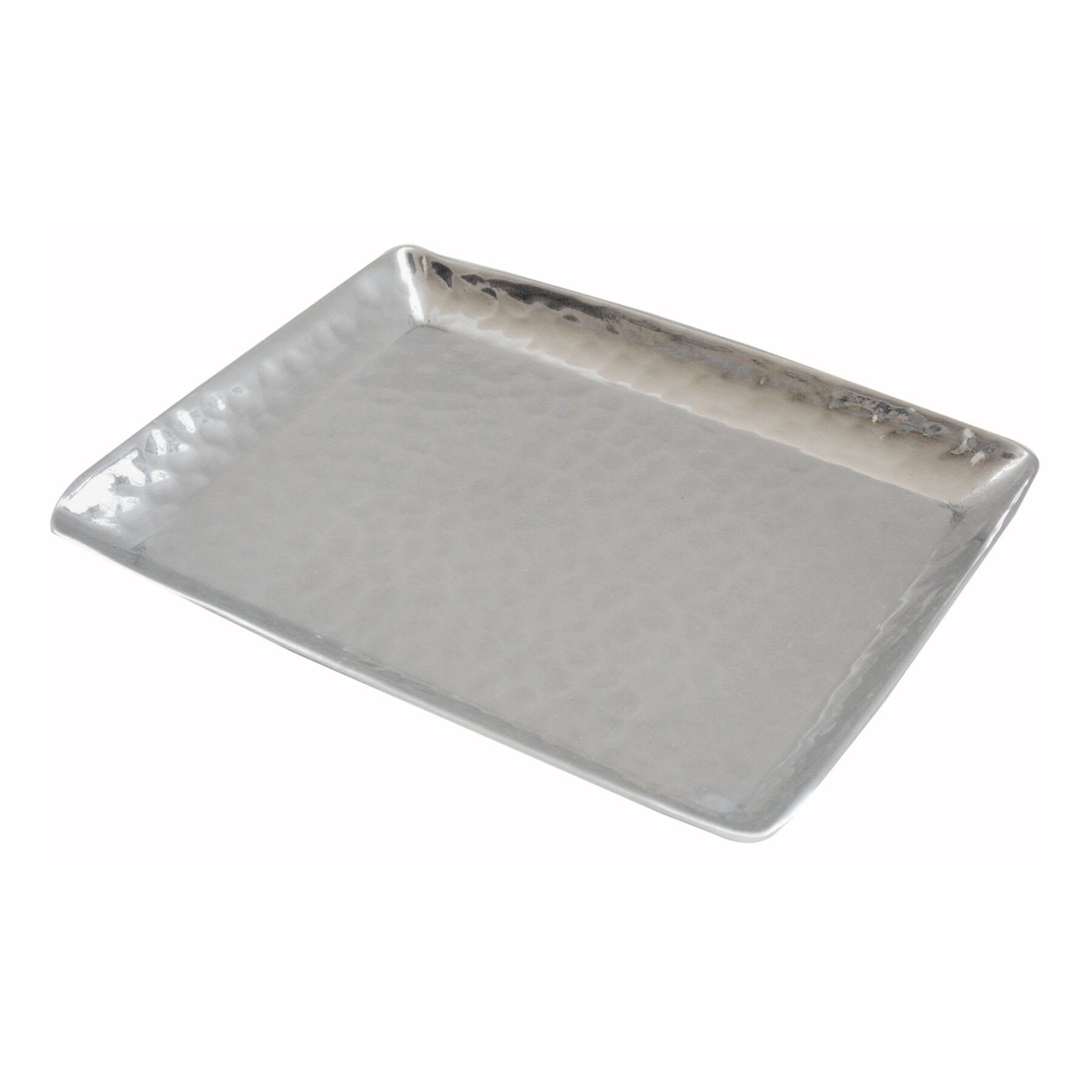 Silver Aluminum Hammered Tray, 6x5