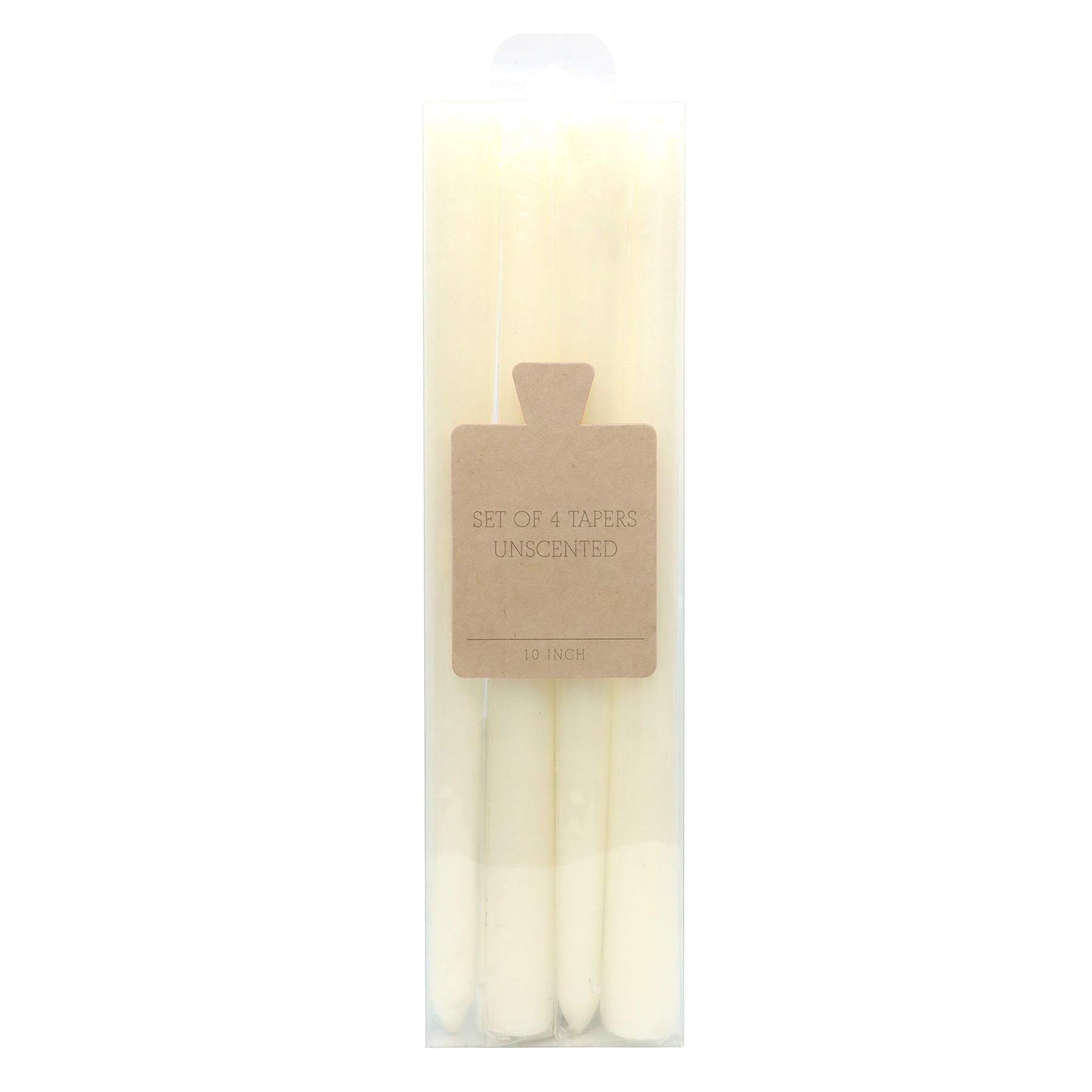Honeybloom 4-Pack White Unscented Taper Candles, 10"