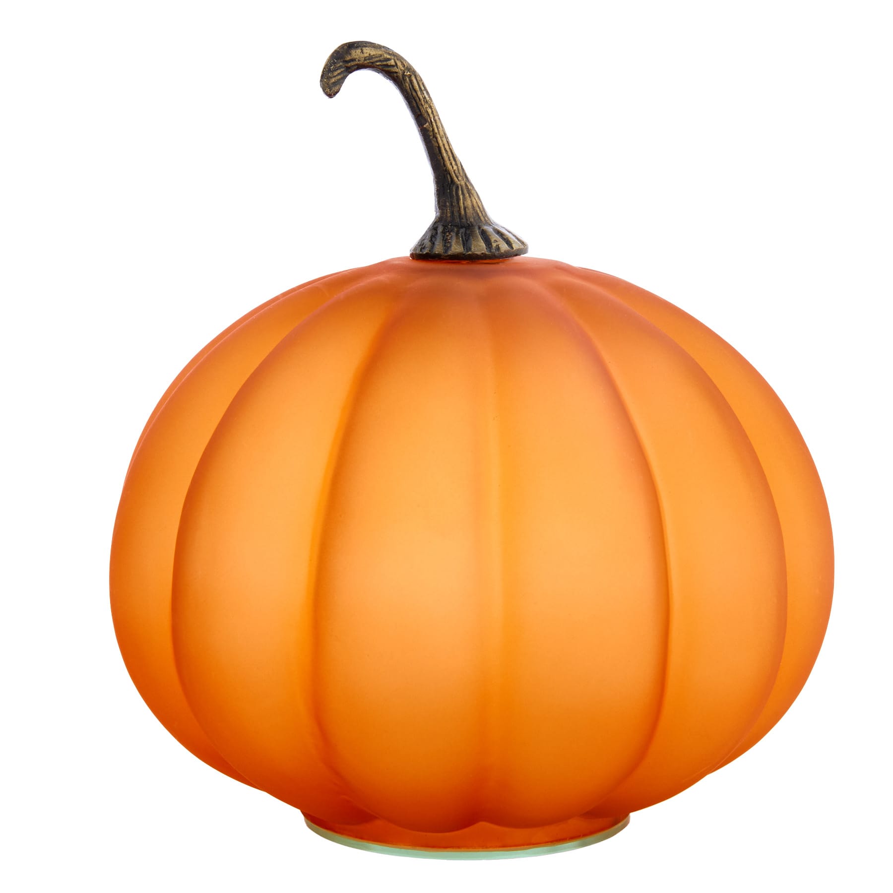Orange Pumpkin with Brass Finish Stem, 7.5"