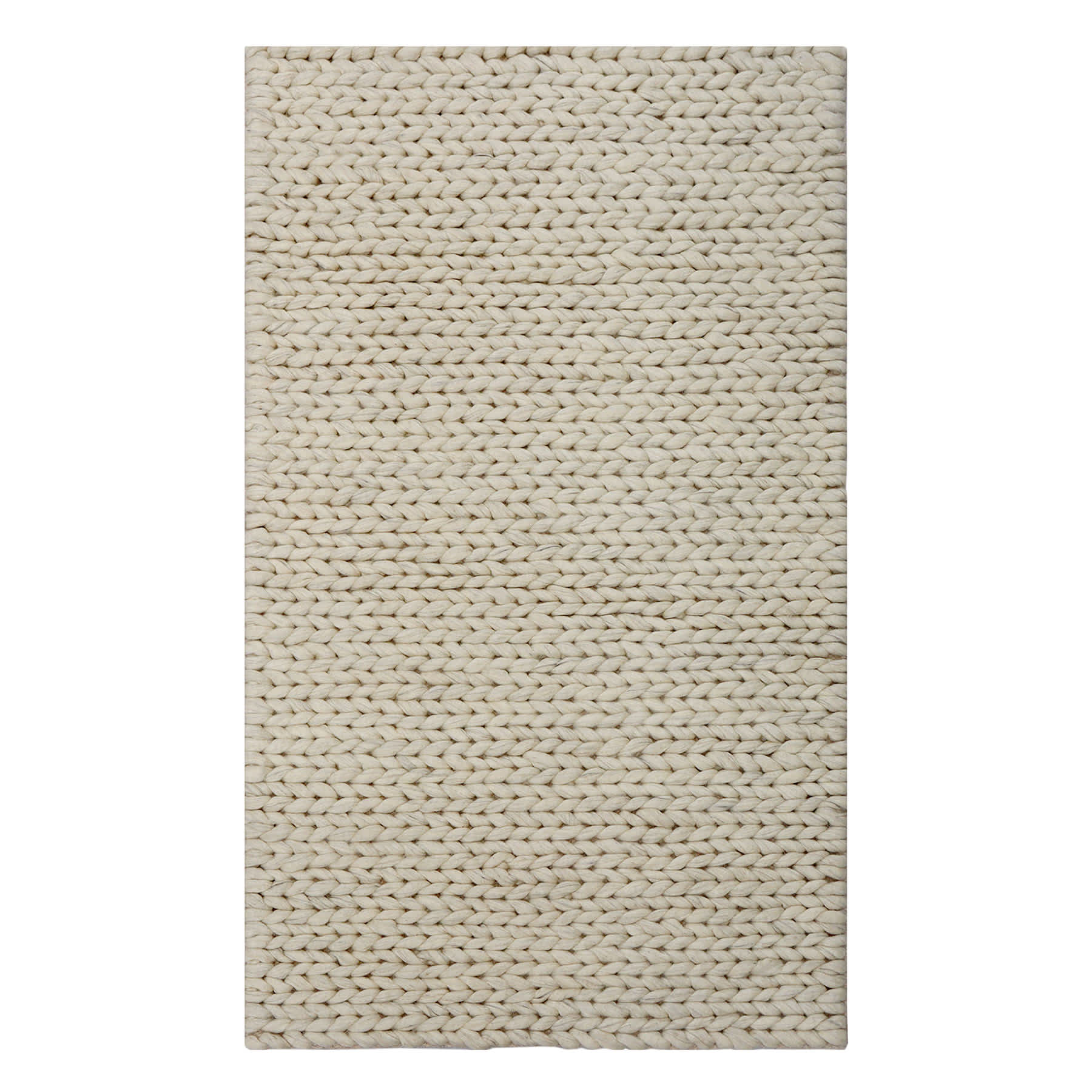 (A494) Honeybloom Ivory Chunky Knit Patterned Accent Rug, 2x4