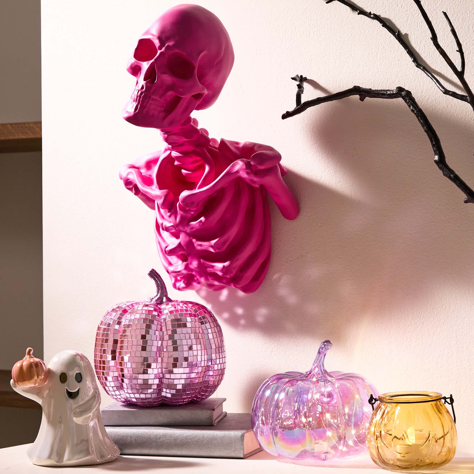 Pink Skull Hanging Wall Decor, 14.4"