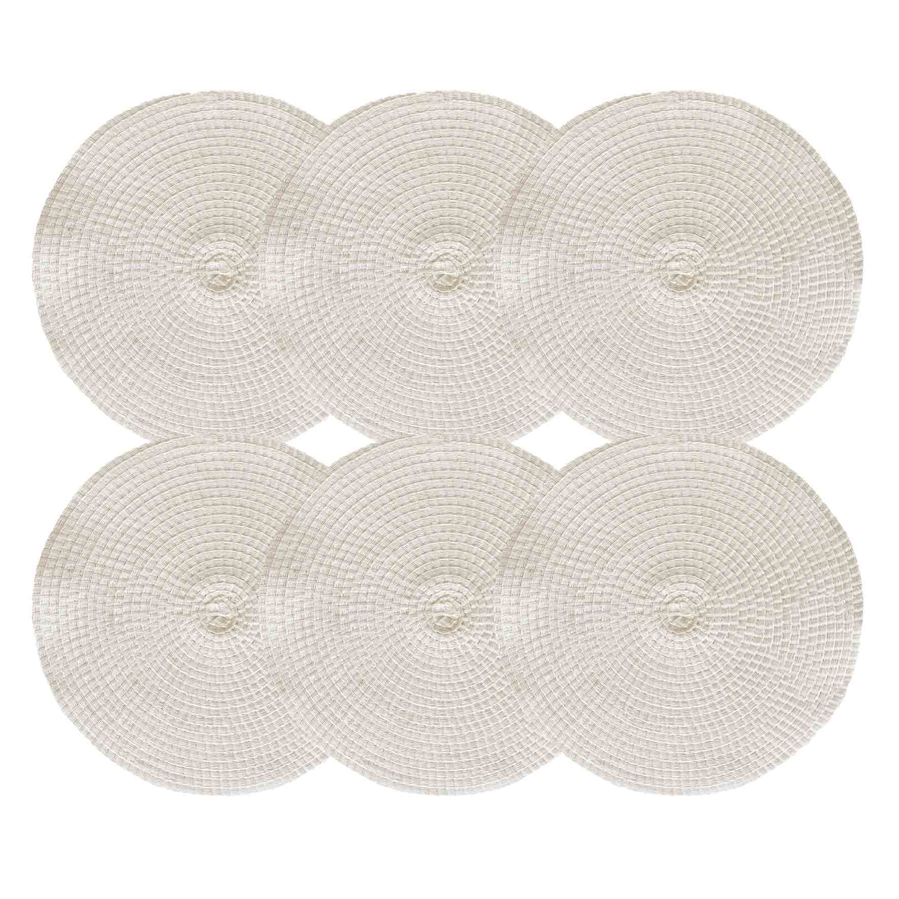 Set of 6 Round Shiori Placemats, Natural