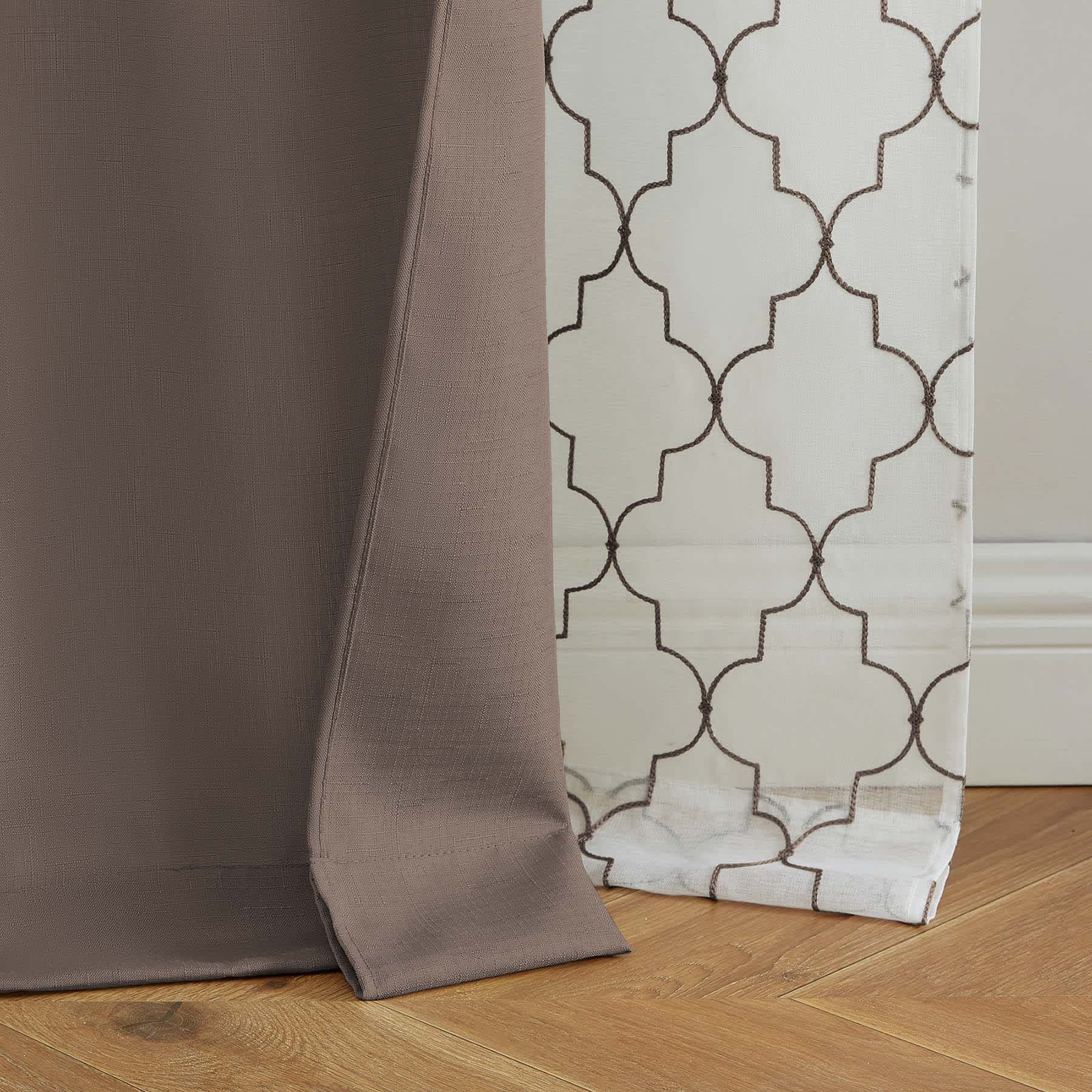 4-Pack Ryder & Northport Taupe Embroidered Light Filtering Curtain Panels, 84"