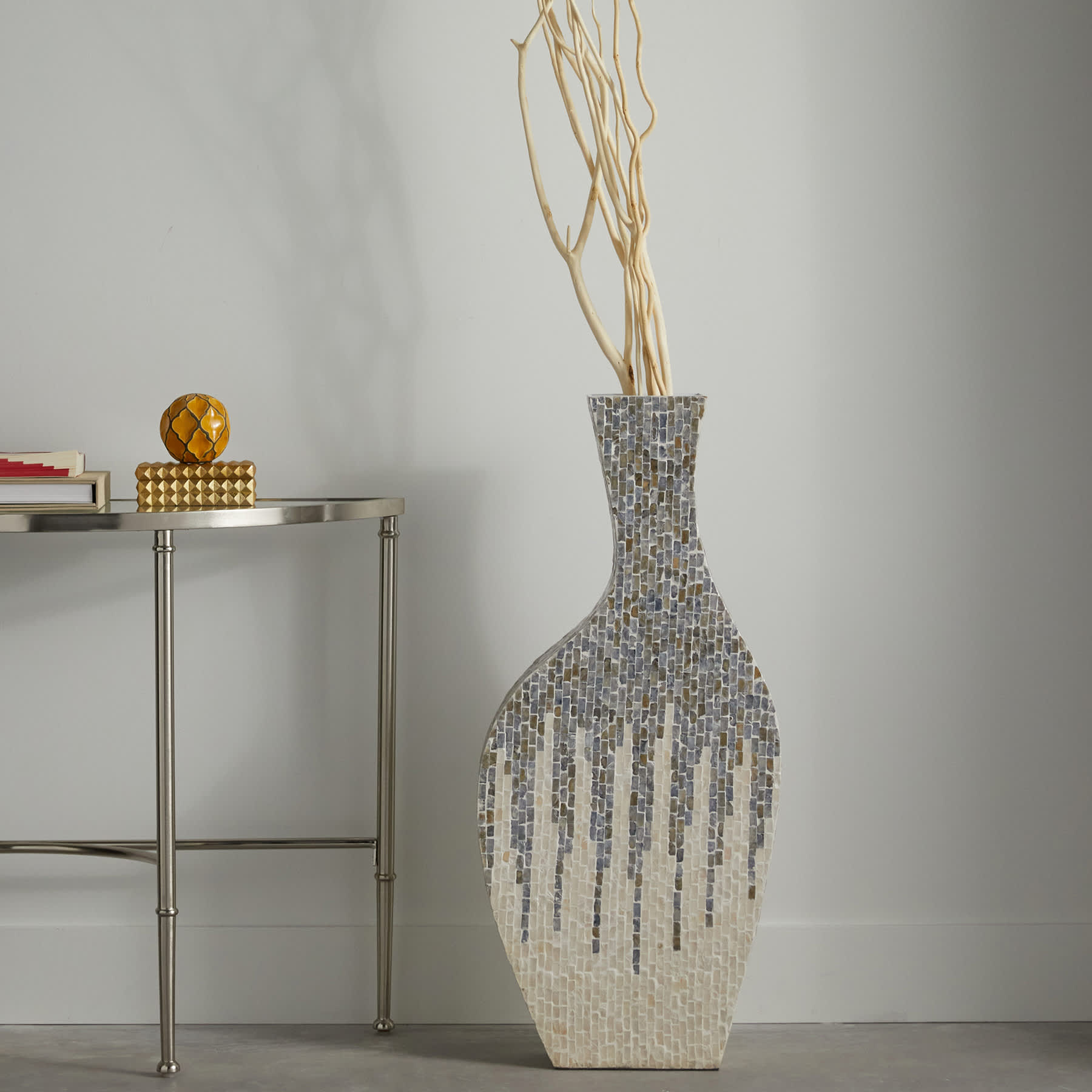 Blue Capiz Shell Floor Vase, 36"