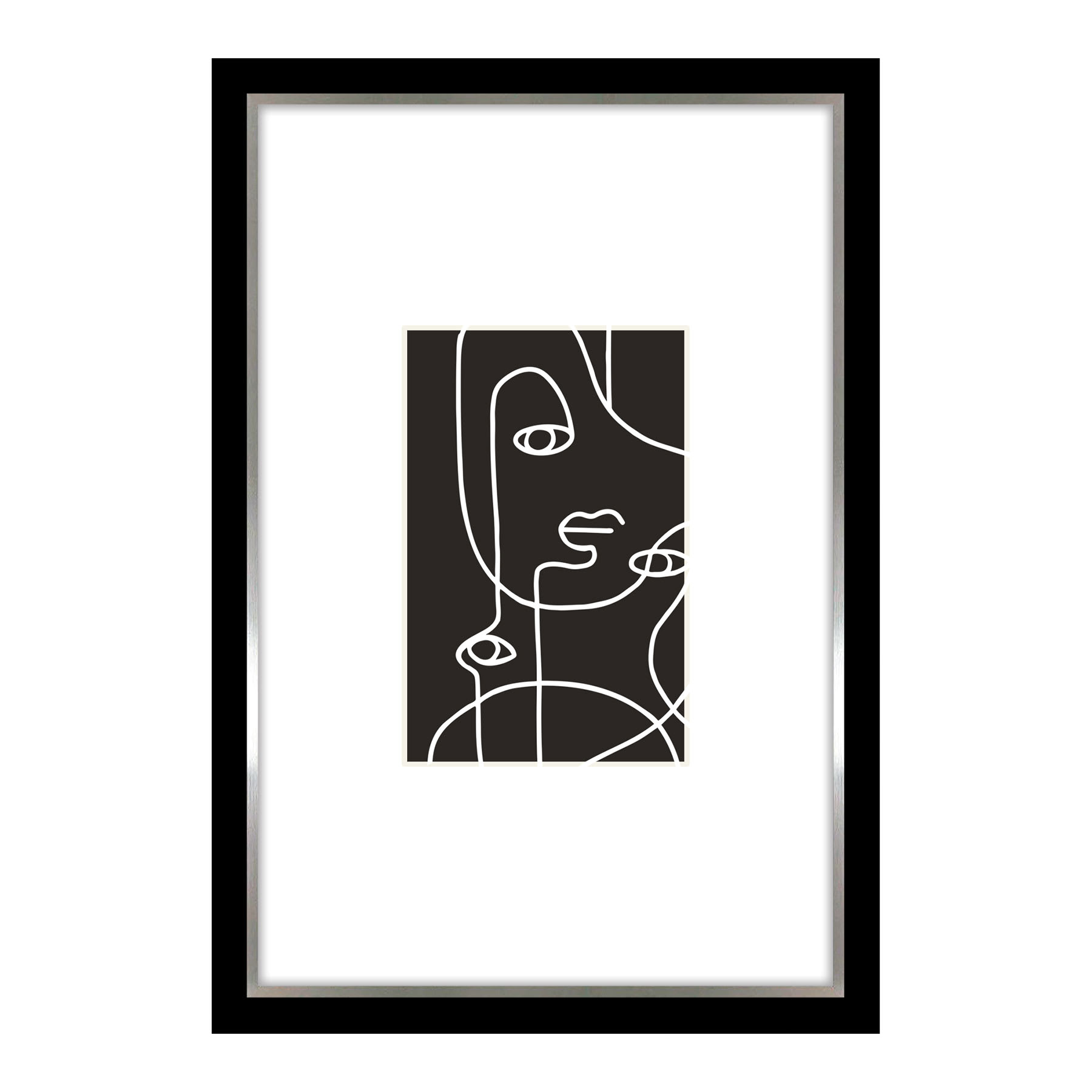 Crosby St. Glass Framed Abstract Faces Print Wall Art, 19x13