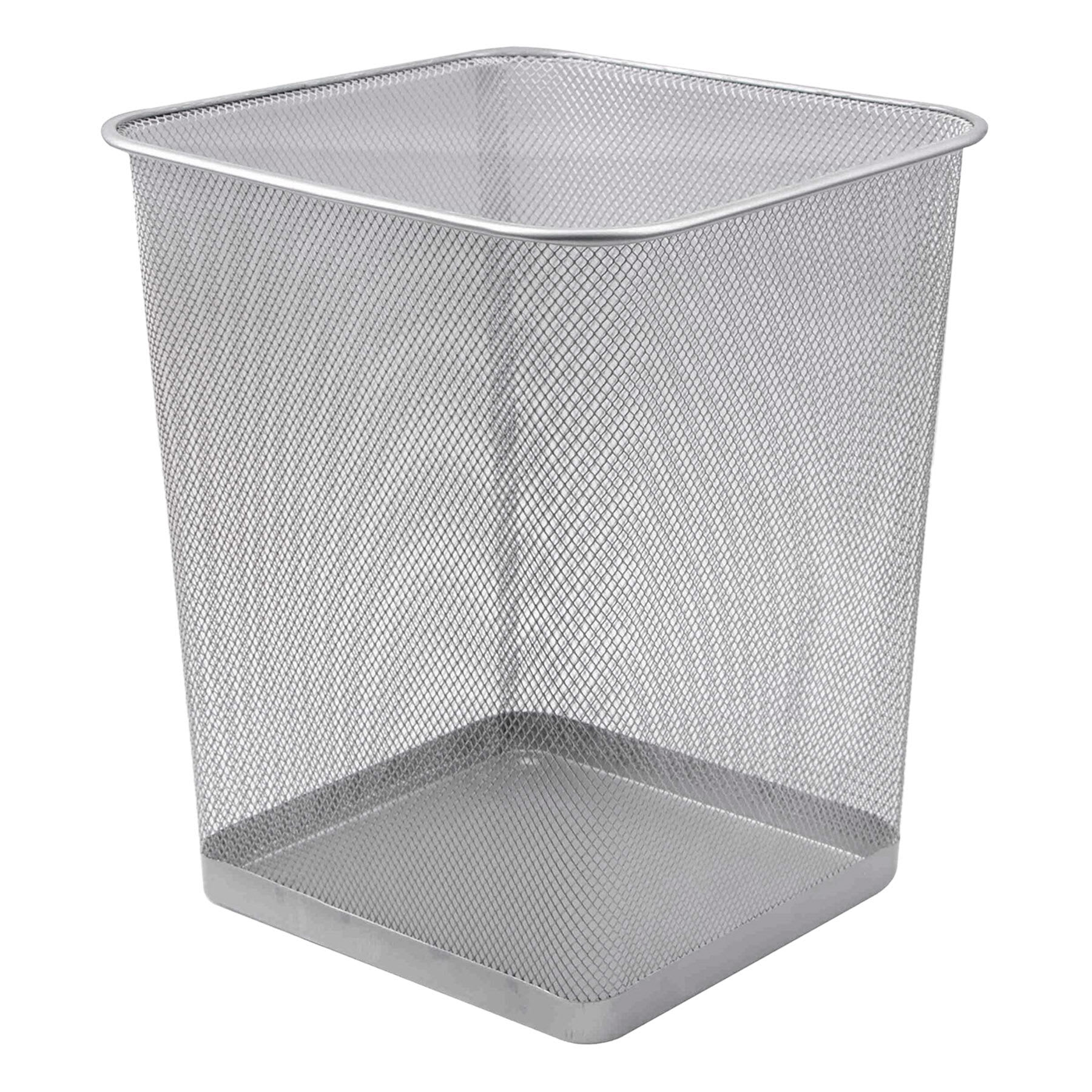 Silver Mesh Wastebasket, 12"