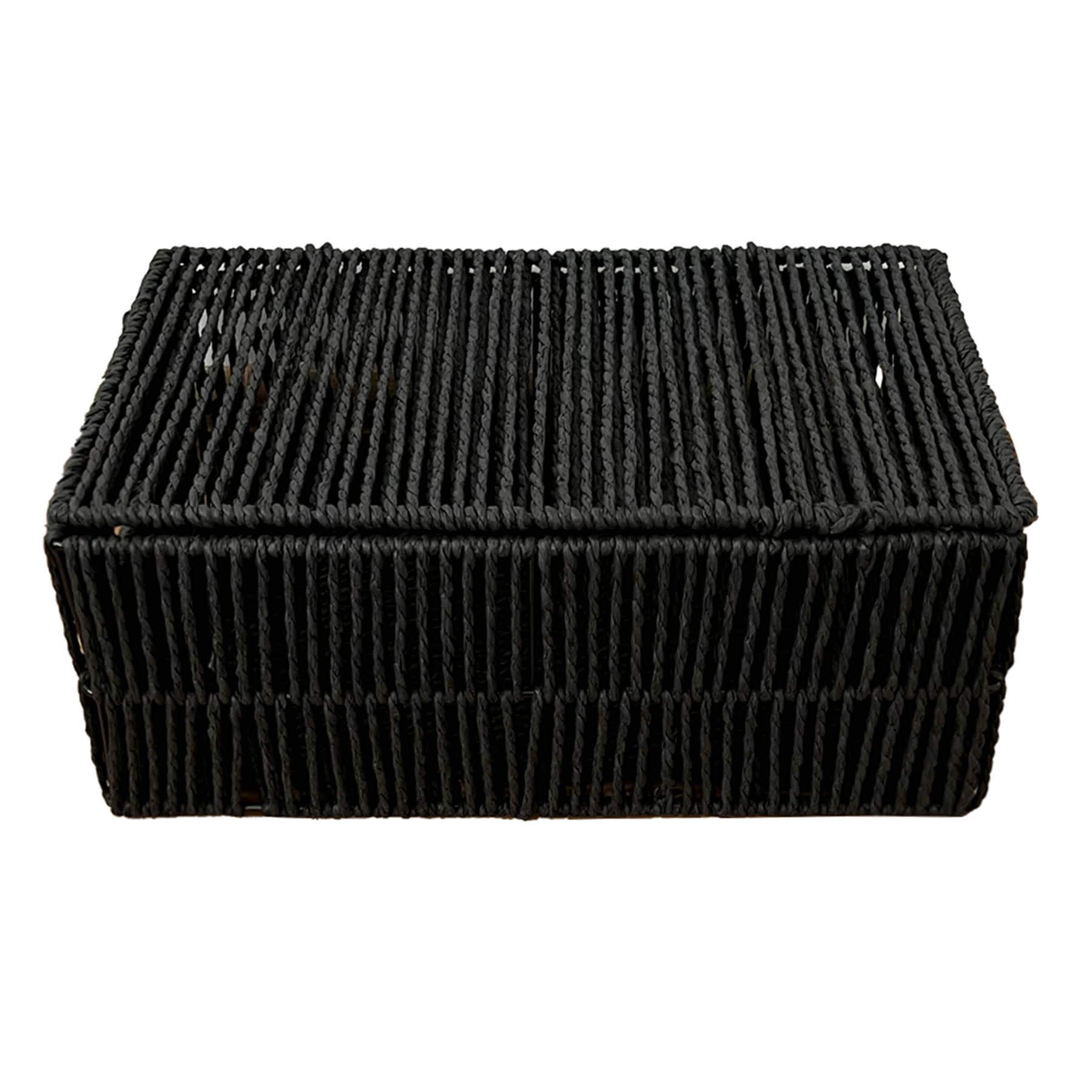 Black Lidded Paper Storage Basket, Medium