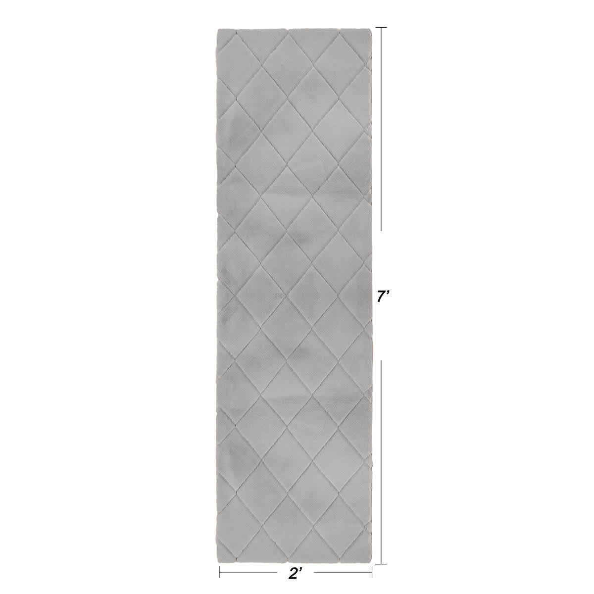 (C209) Grey Faux Rabbit Fur Runner, 2x7