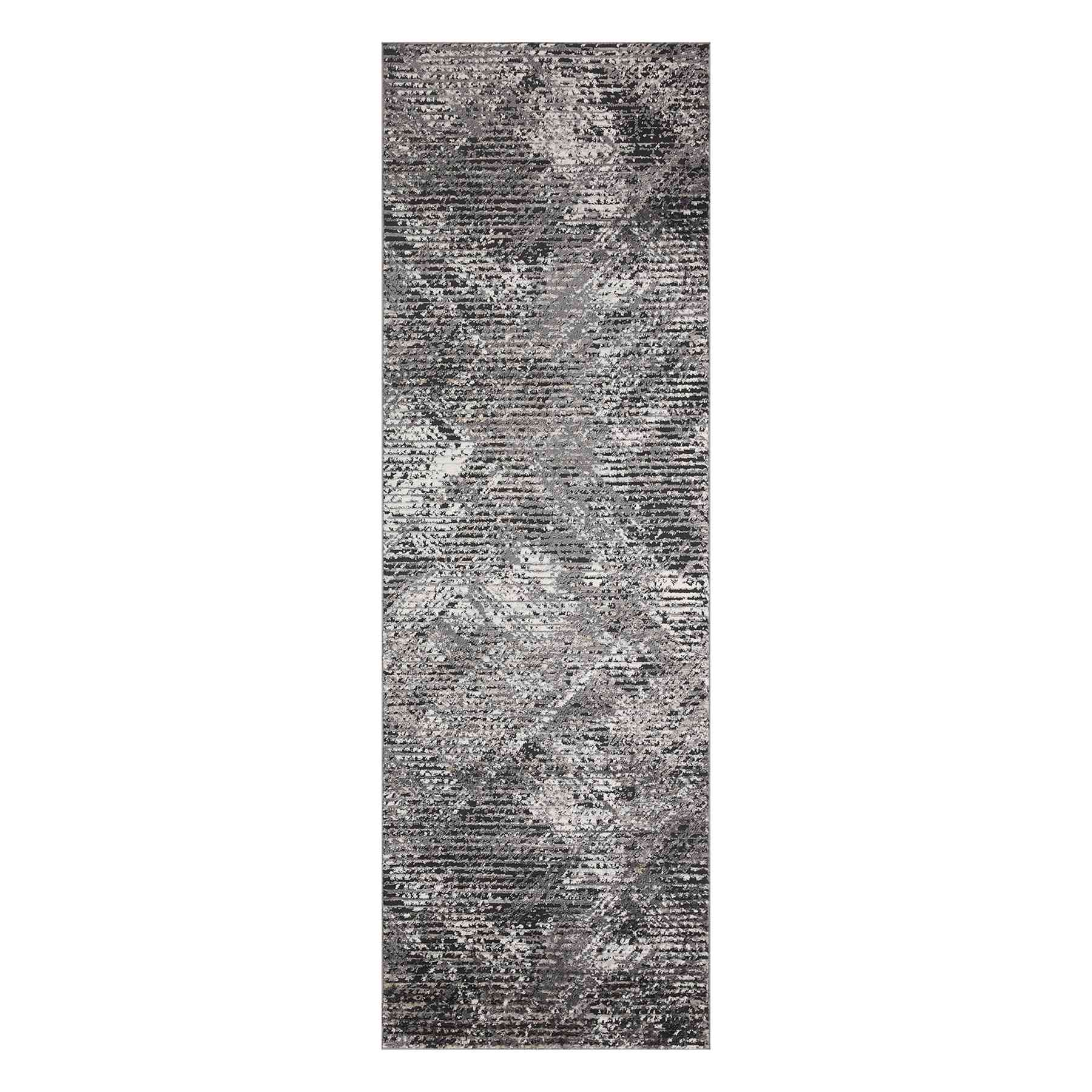 (D554) Estie Charcoal & Black Runner, 2x7