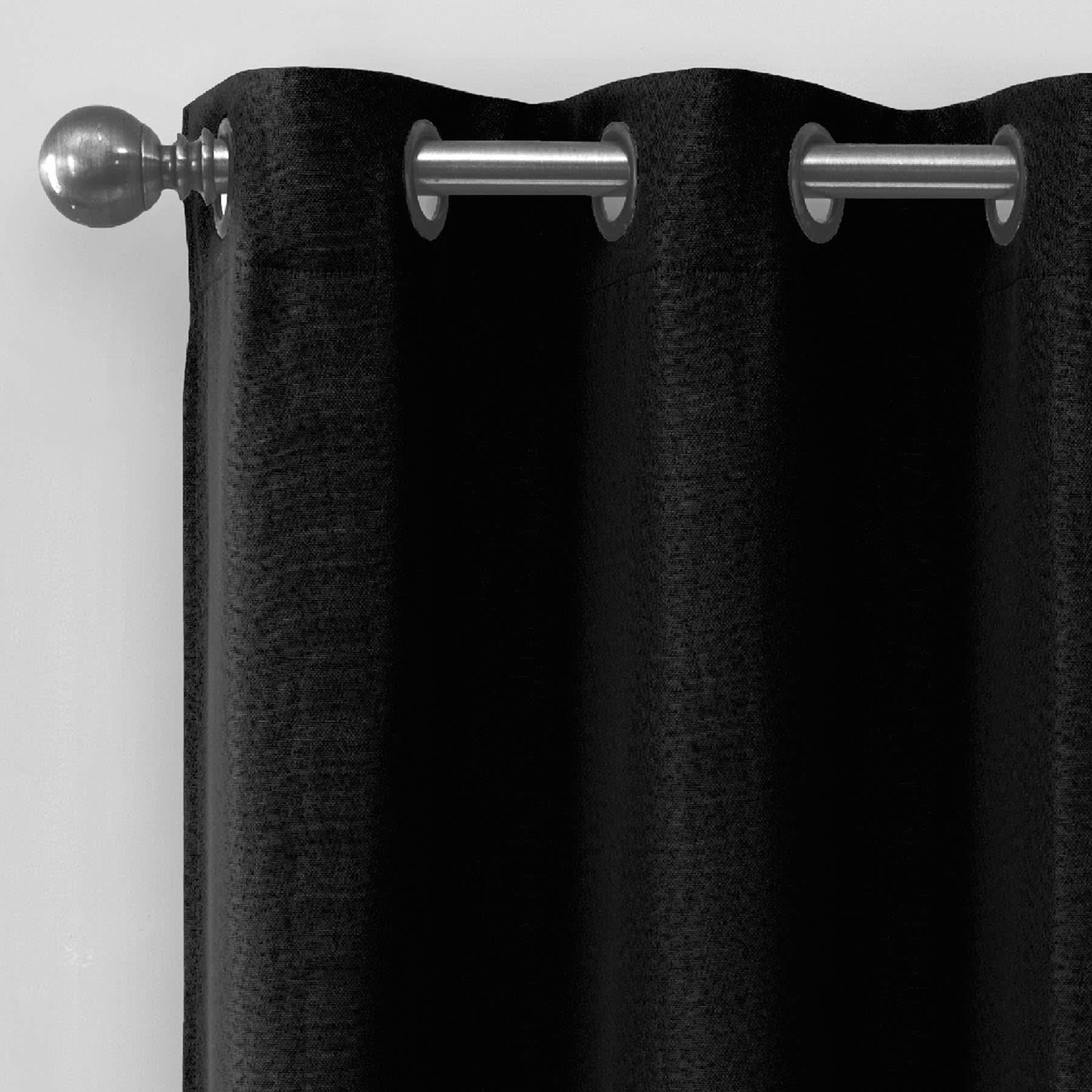 2-Pack Black Blackout Grommet Curtain Panels, 95"