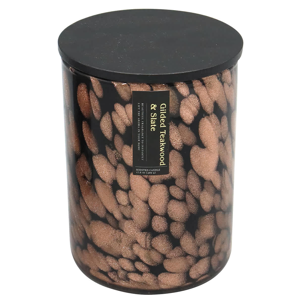 Gilded Teakwood & Slate Scented Confetti Glass Jar Candle, 17.6oz