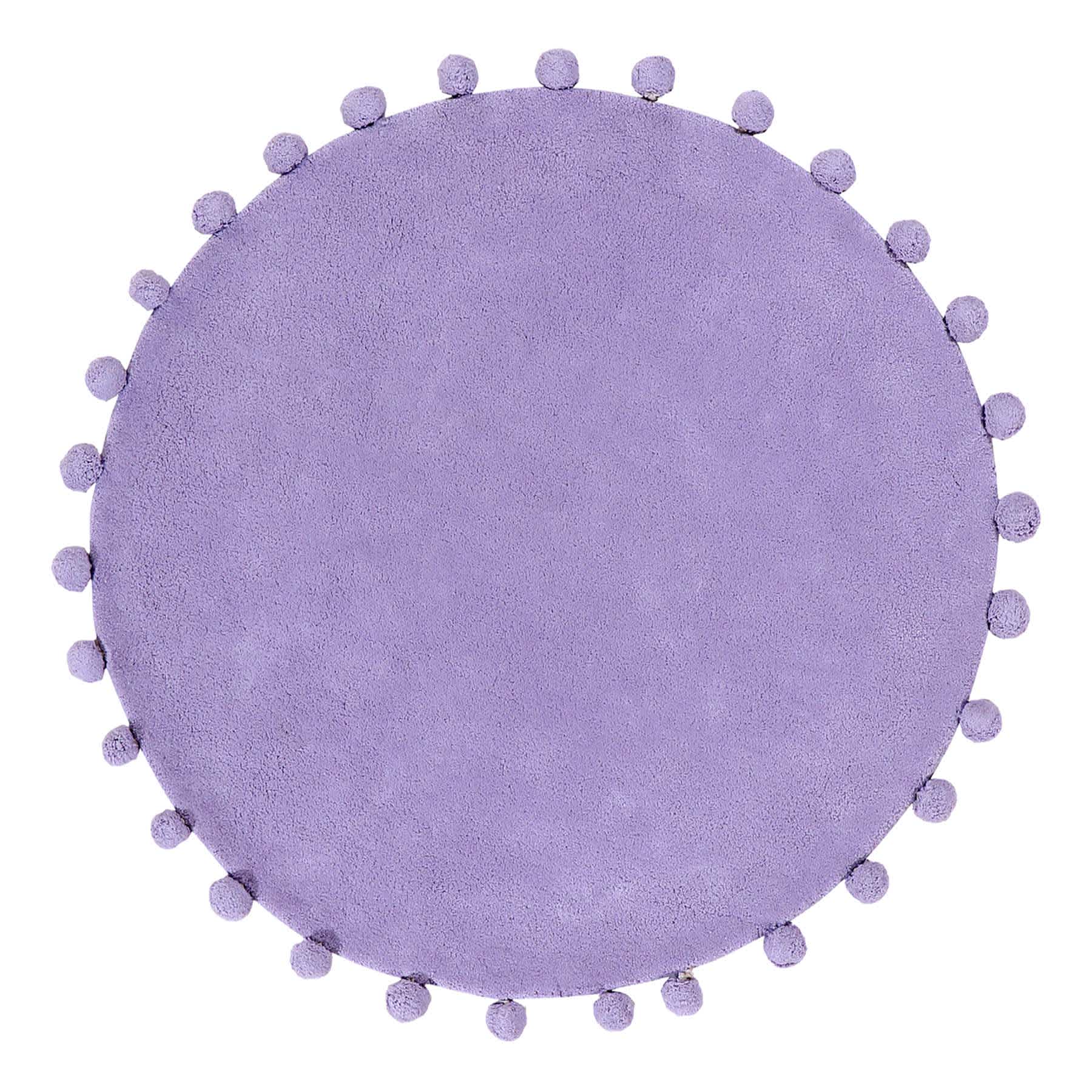 Tiny Dreamers Purple Round Pom-Pom Accent Rug, 3'