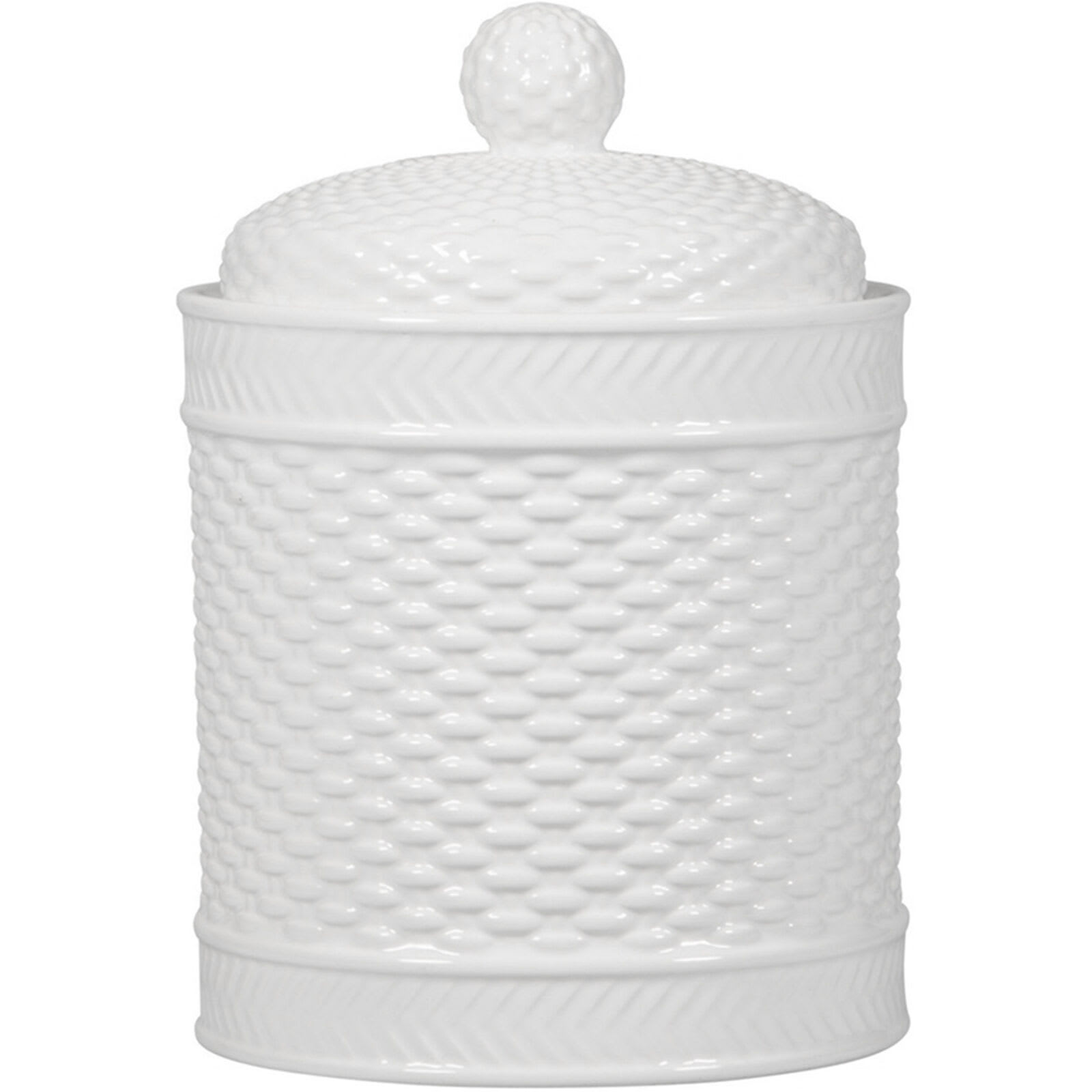 White Basket Weave Canister, 28oz