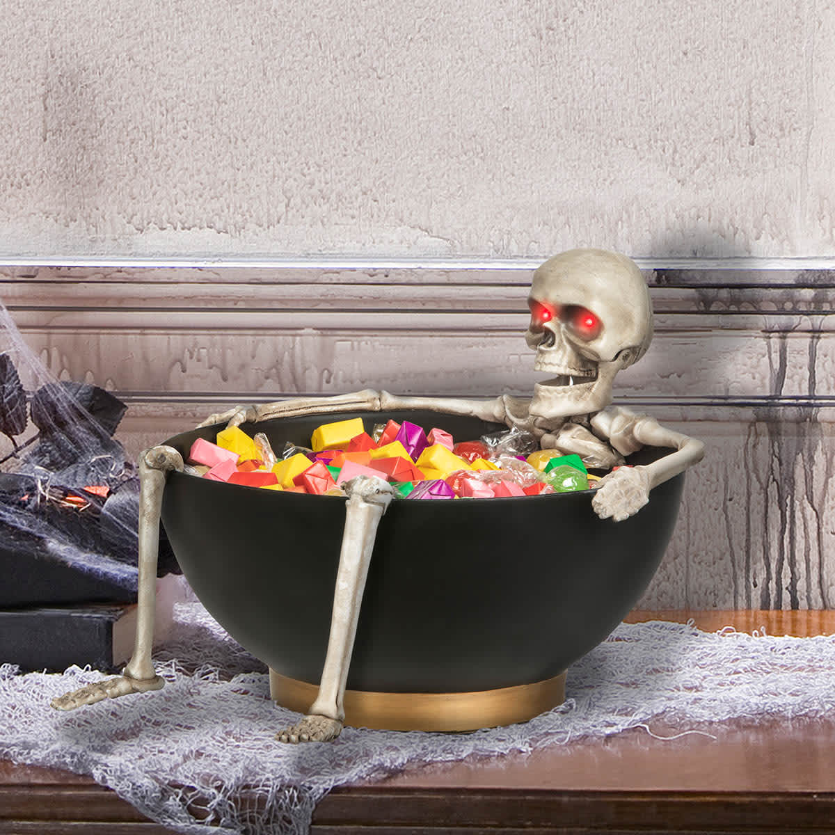 Animated Halloween Skeleton Candy Bowl
