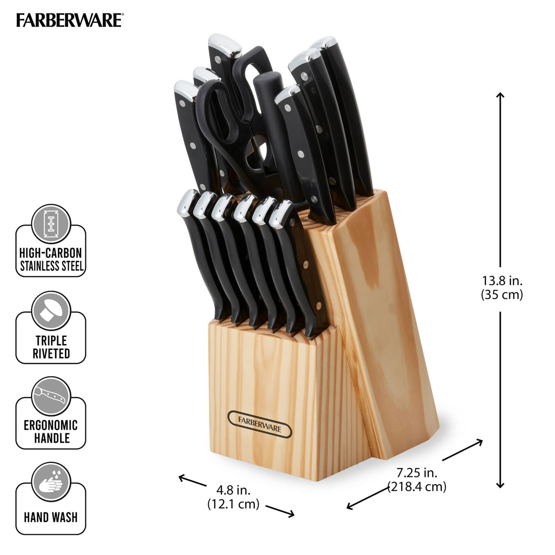 Farberware 15-Piece Triple Riveted Cutlery Block Set