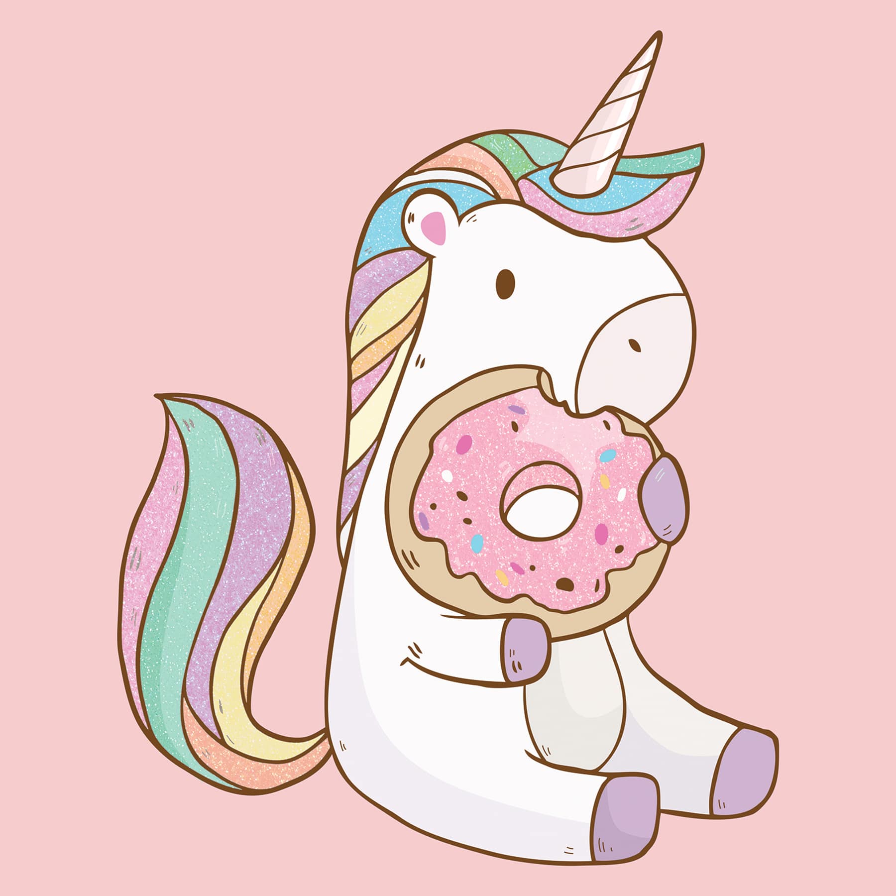 Unicorn & Donut Glittered Embellished Canvas Wall Art, 12"