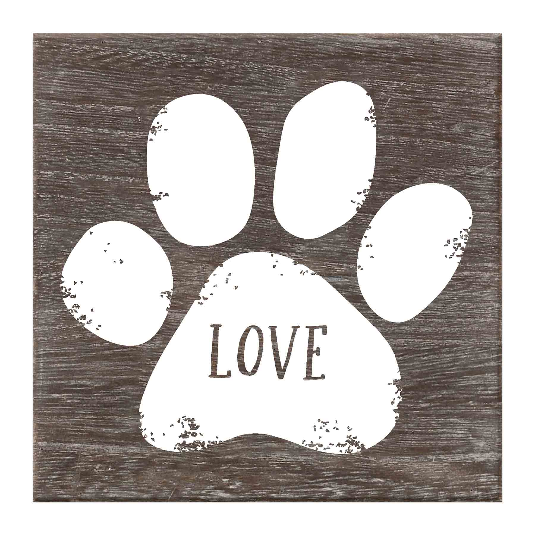 Greywash with White Paw & Love Printed Sentiment Wall Art, 6"