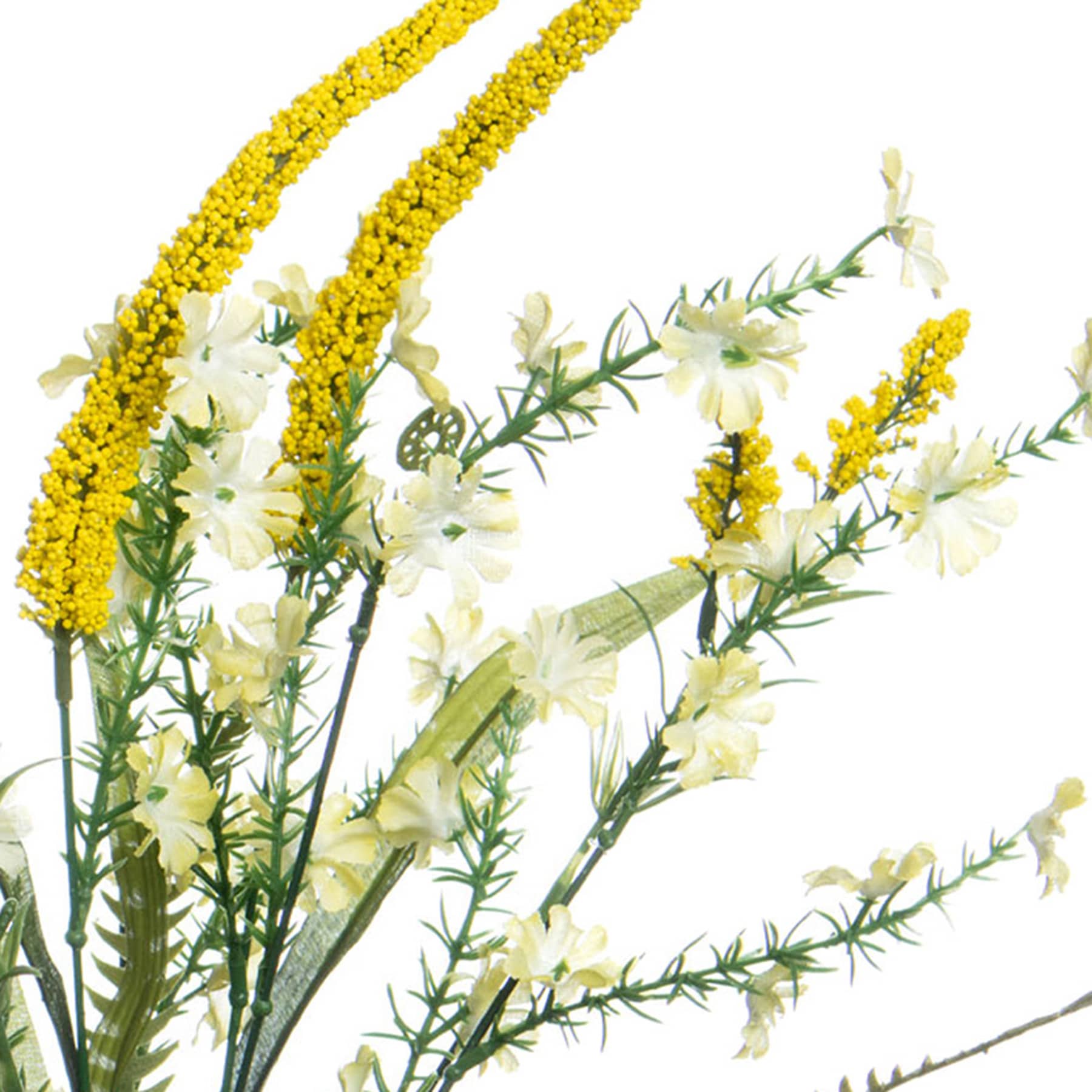 Yellow Cornflower & Heather Bush, 21"