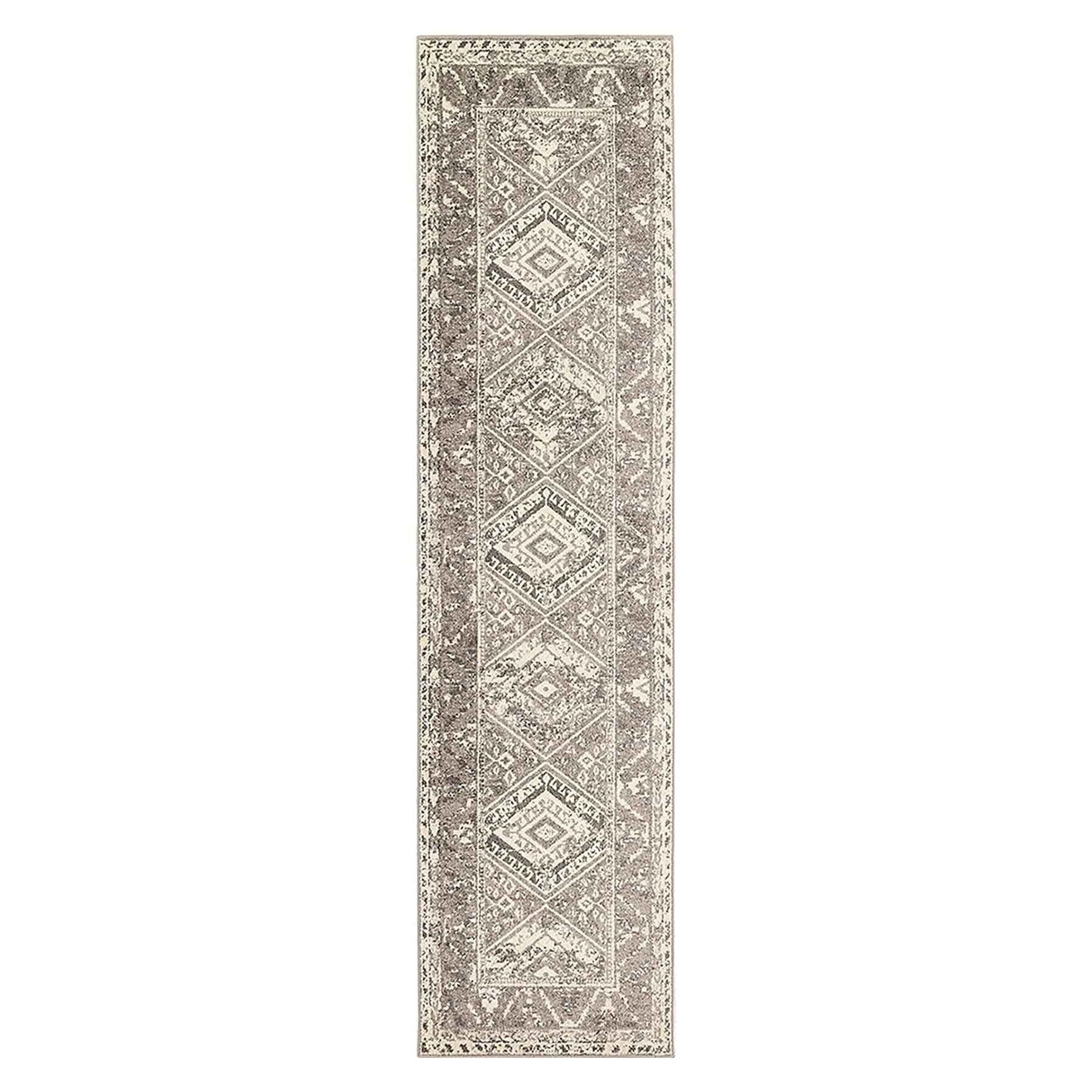 (B640) Greta Taupe Diamond Design Runner, 2x7