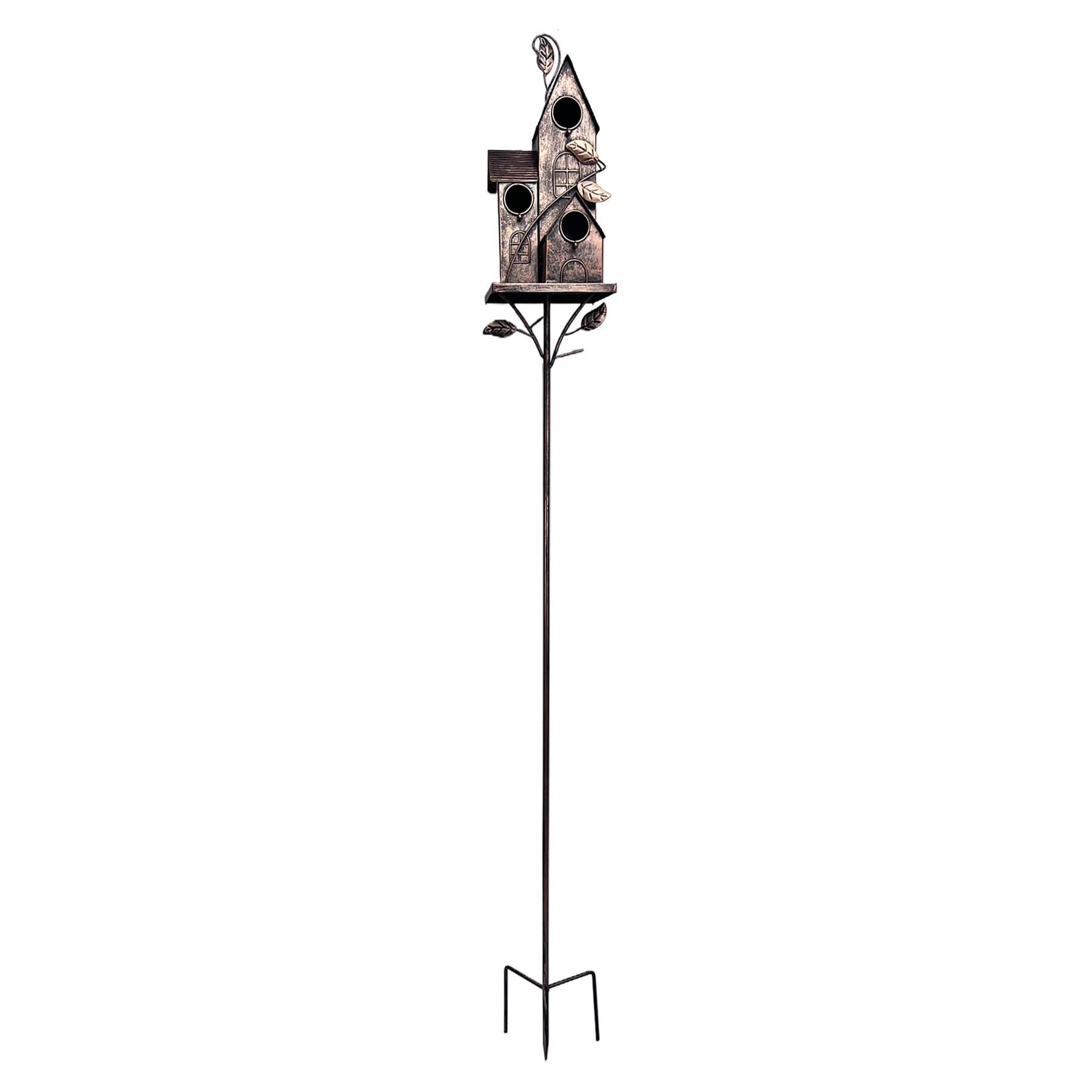 Bronze Birdhouse Yard Stake, 53"