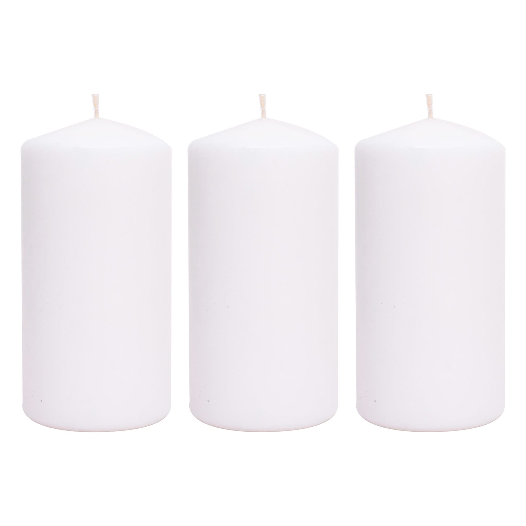3-Pack White Unscented Overdip Pillar Candles, 5.6"