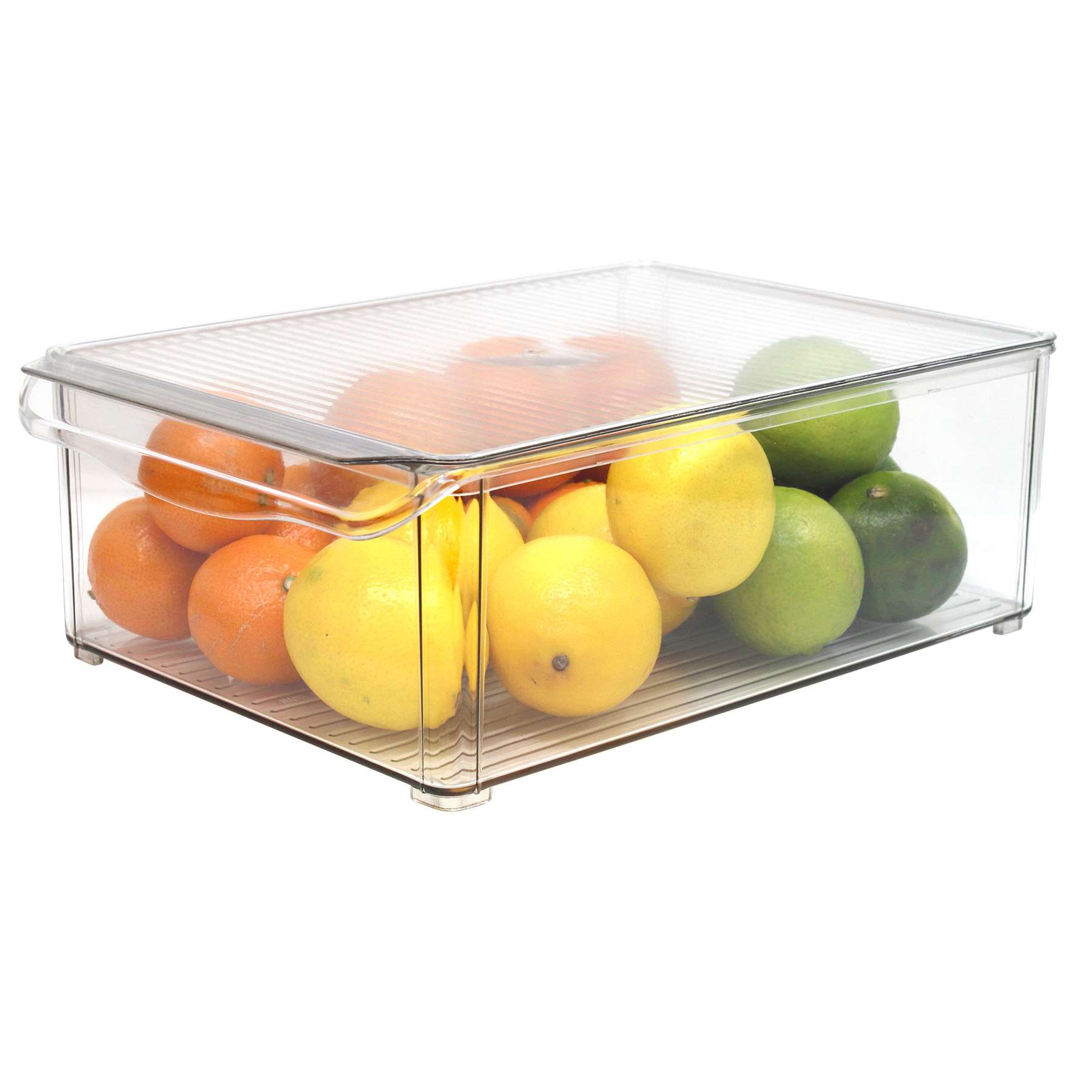 Fruit & Vegetable Fridge Organizer Bin with Lid, 11.8x7.8