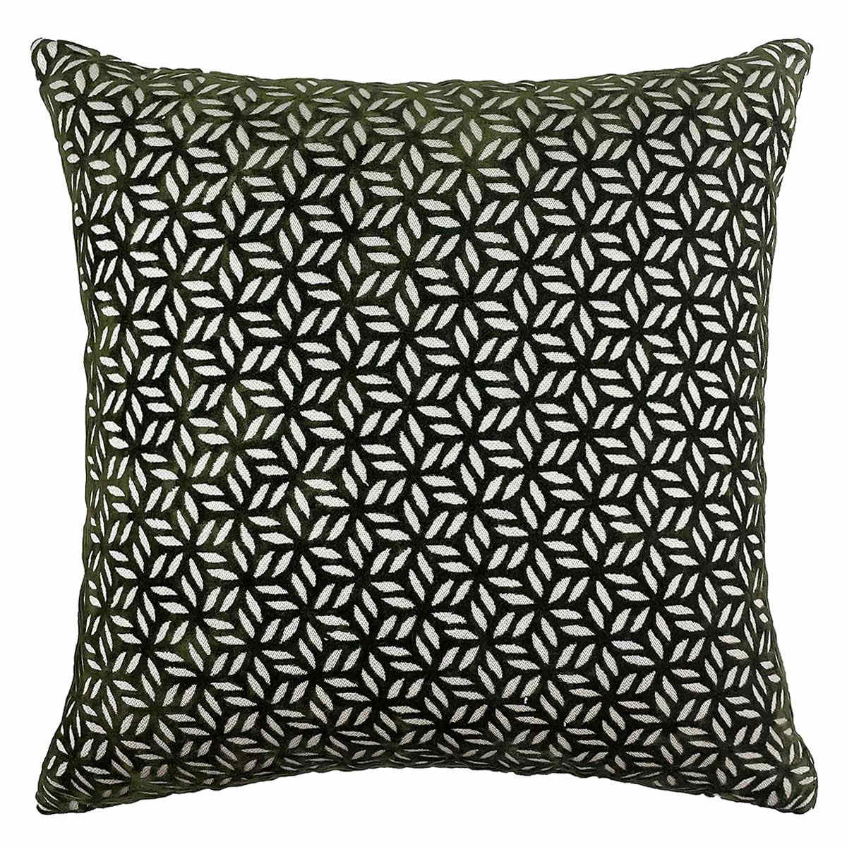 Olive Petal Cut Velvet Throw Pillow, 18"