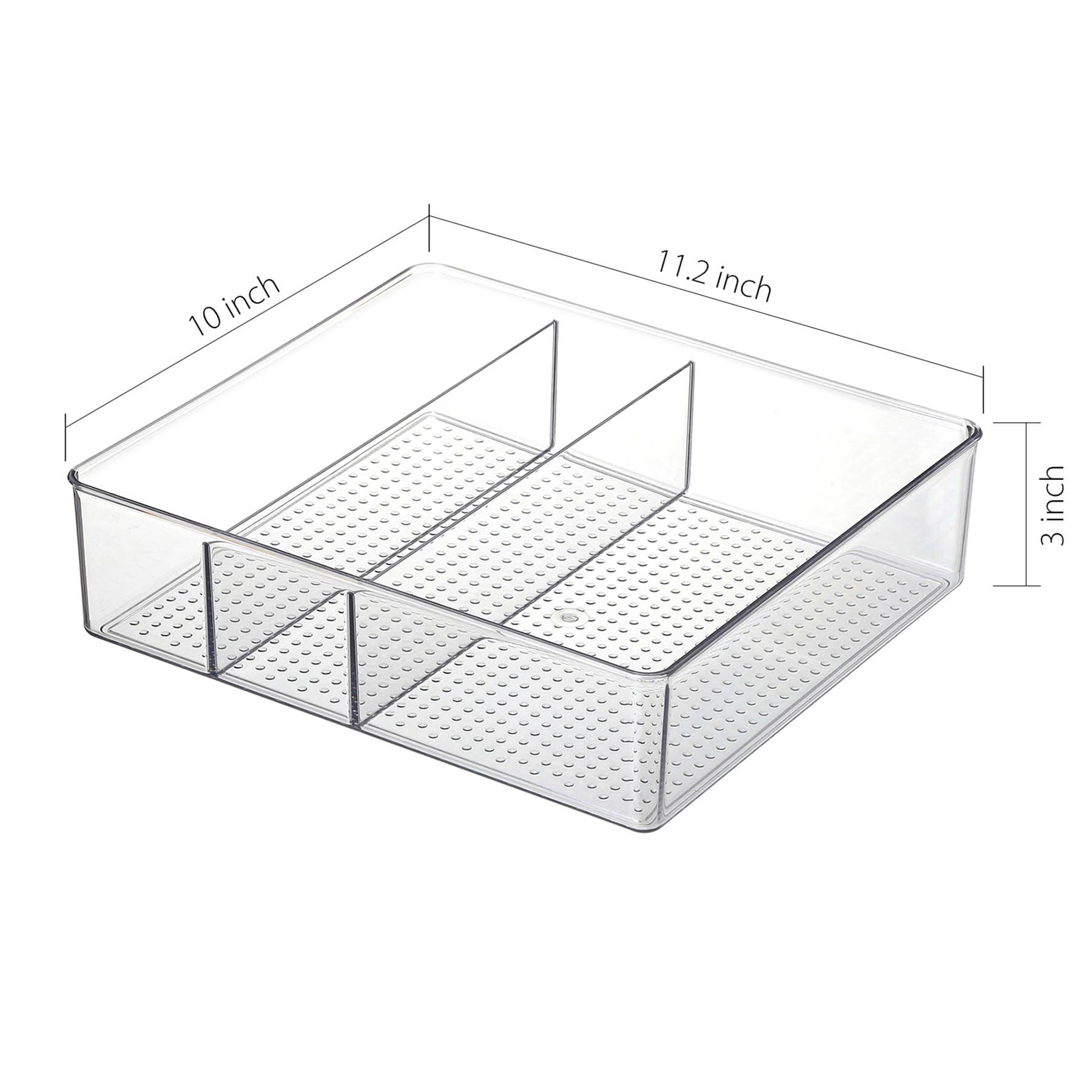 3-Section Clear Drawer Storage Bin
