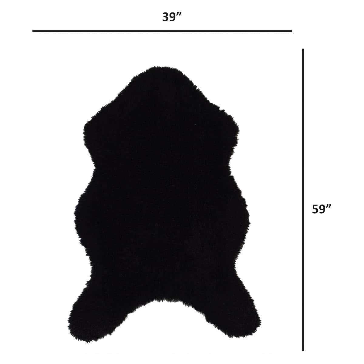(C207) Found & Fable Black Curly Faux Fur Accent Rug, 3x5