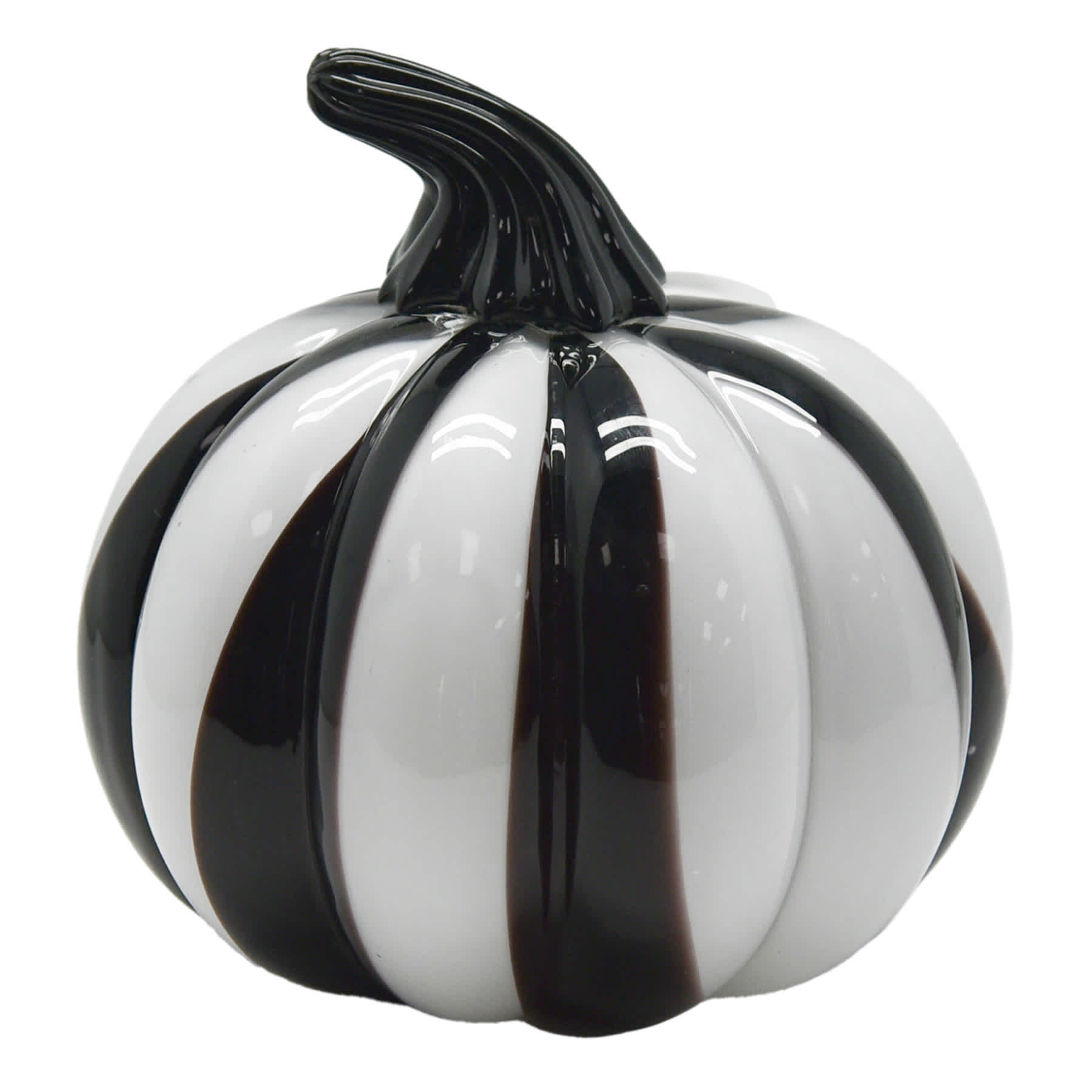 Spellbound Black & White Glass Pumpkin, 5"