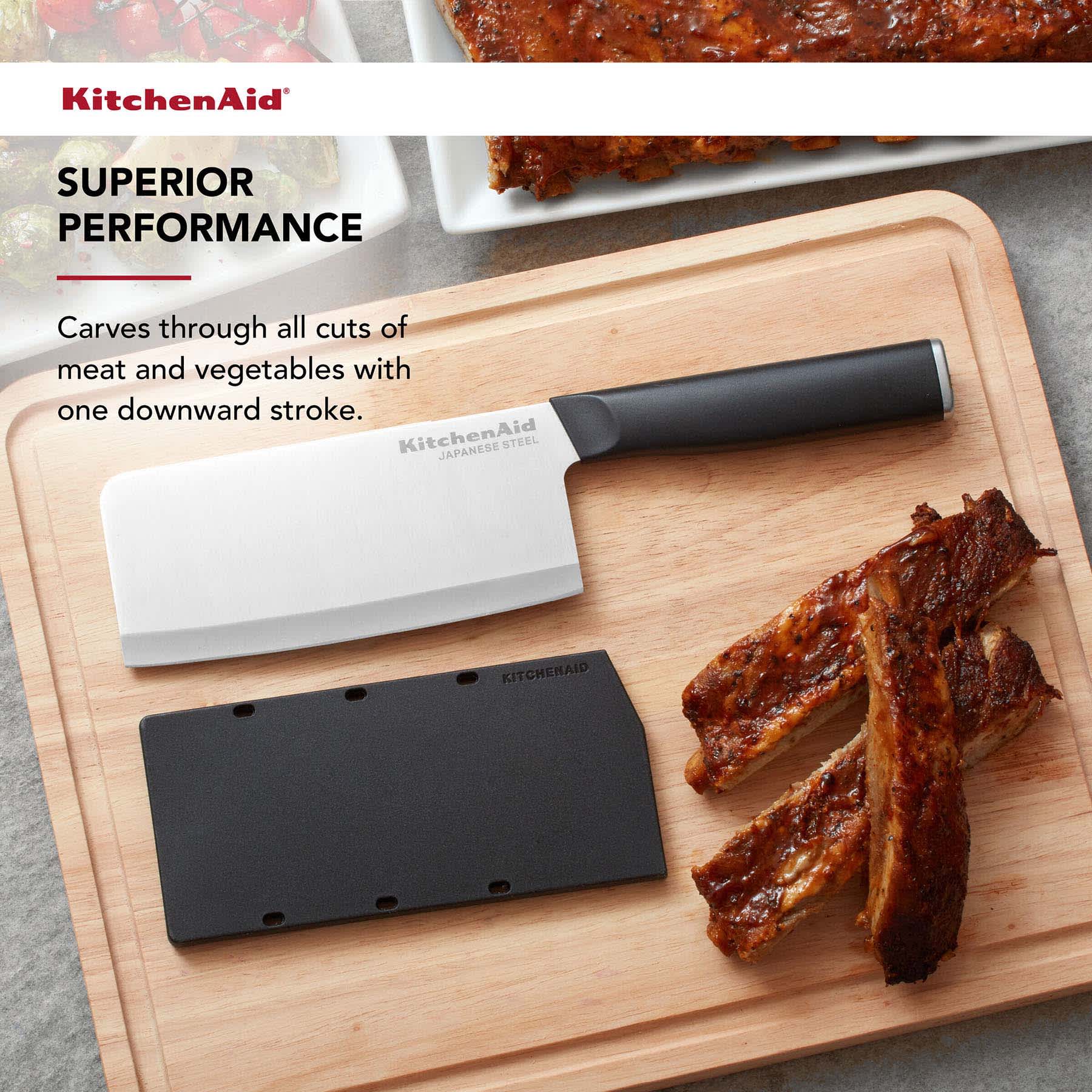 KitchenAid Classic Black Handle Cleaver Knife, 6"