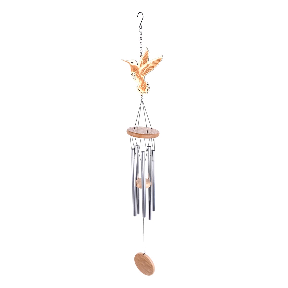 Hummingbird Wooden Wind Chime, 34"