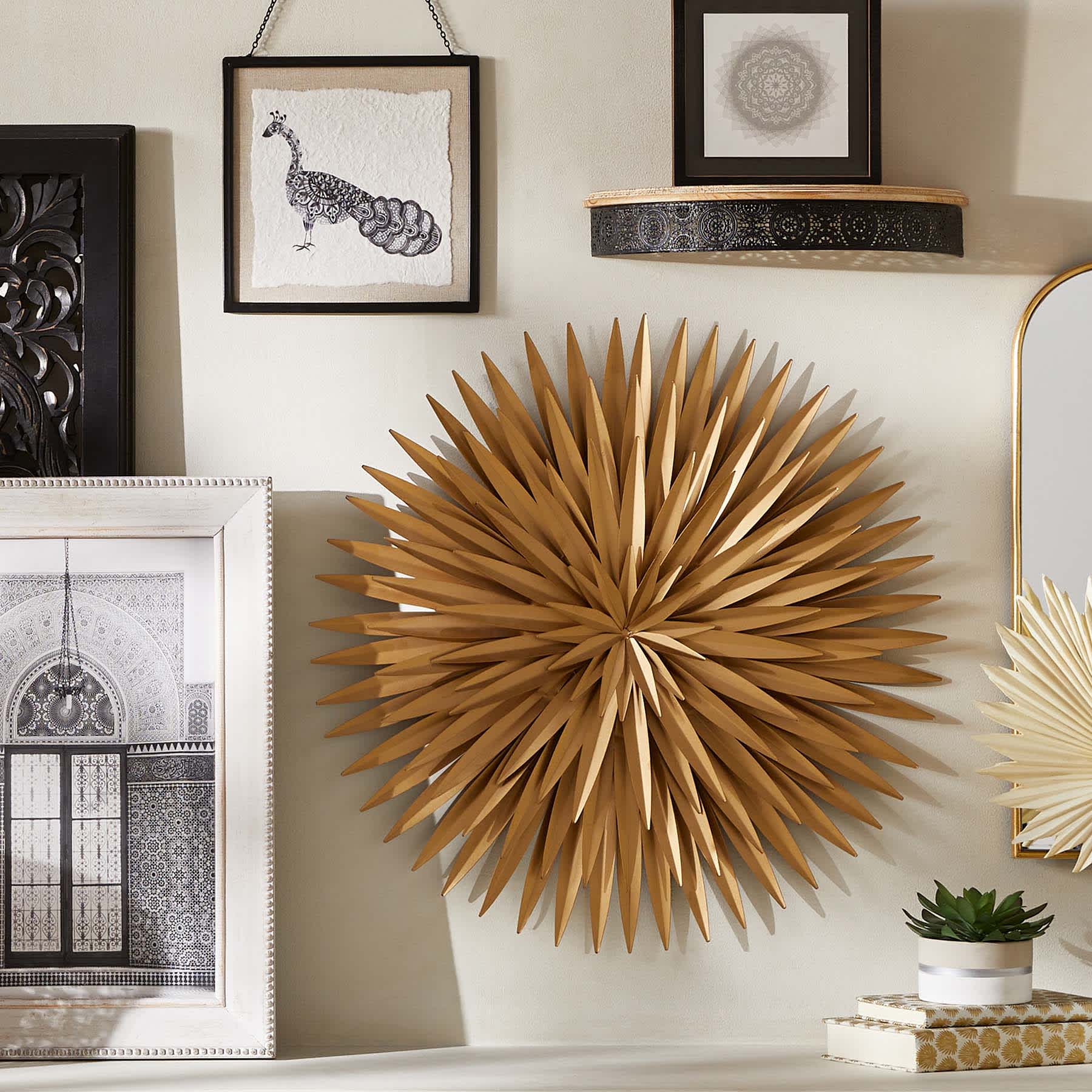 Found & Fable Ornate Metal & Wood Wall Shelf, 15x3