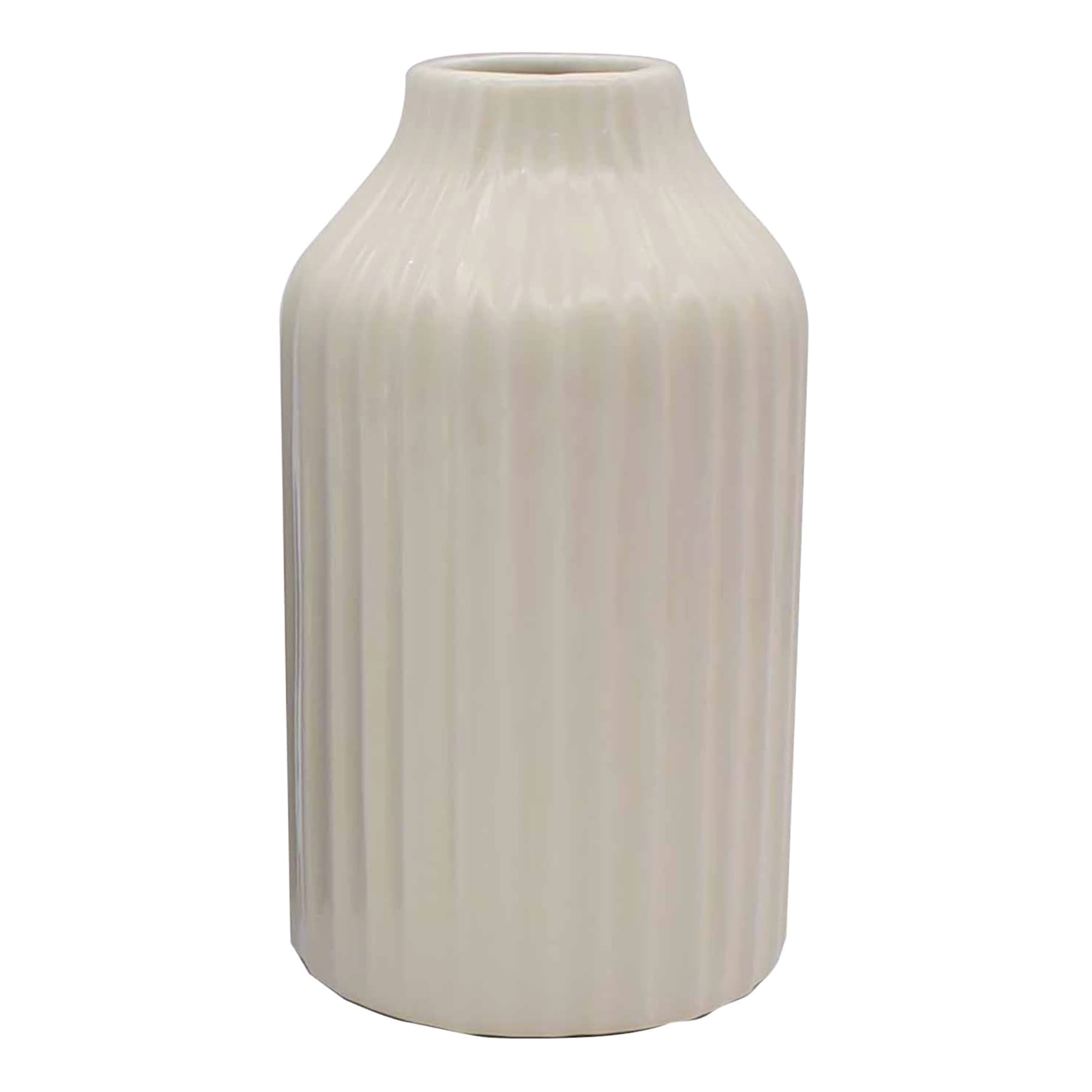 White Ceramic Vase, 8"