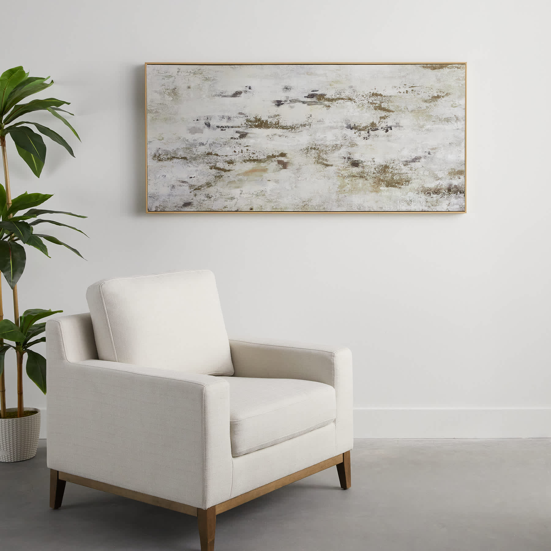 Framed Neutral Abstract Canvas Wall Art, 60x28
