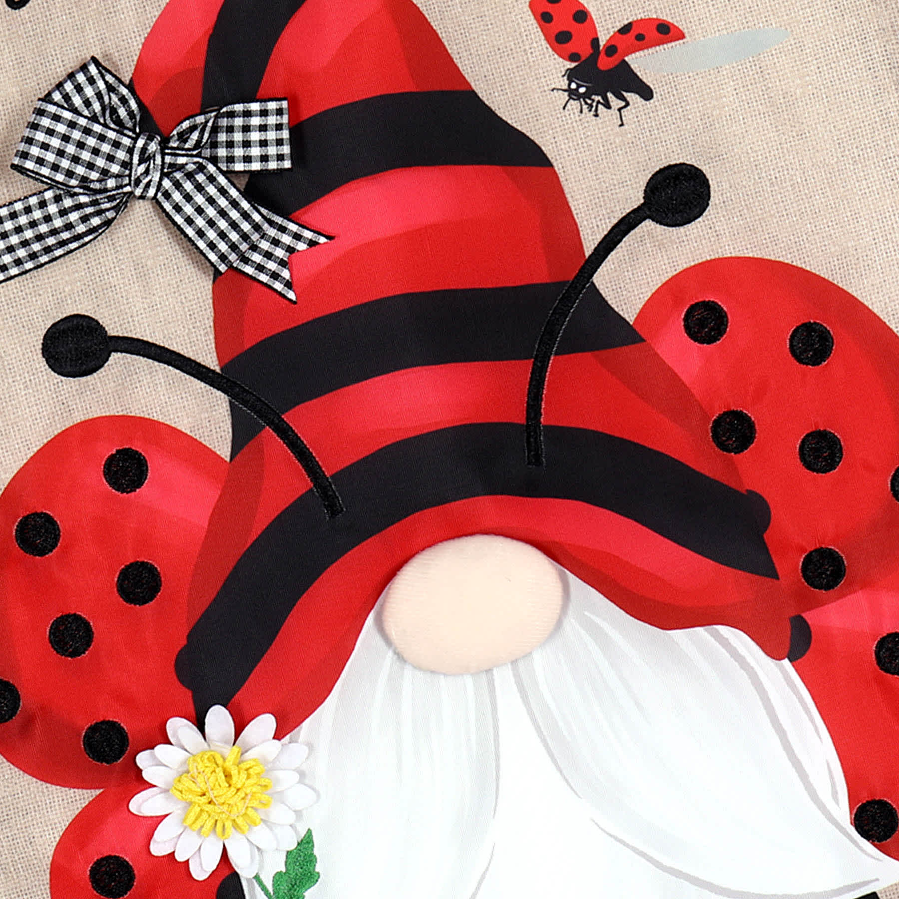 Ladybug Gnome Garden Flag, 18"