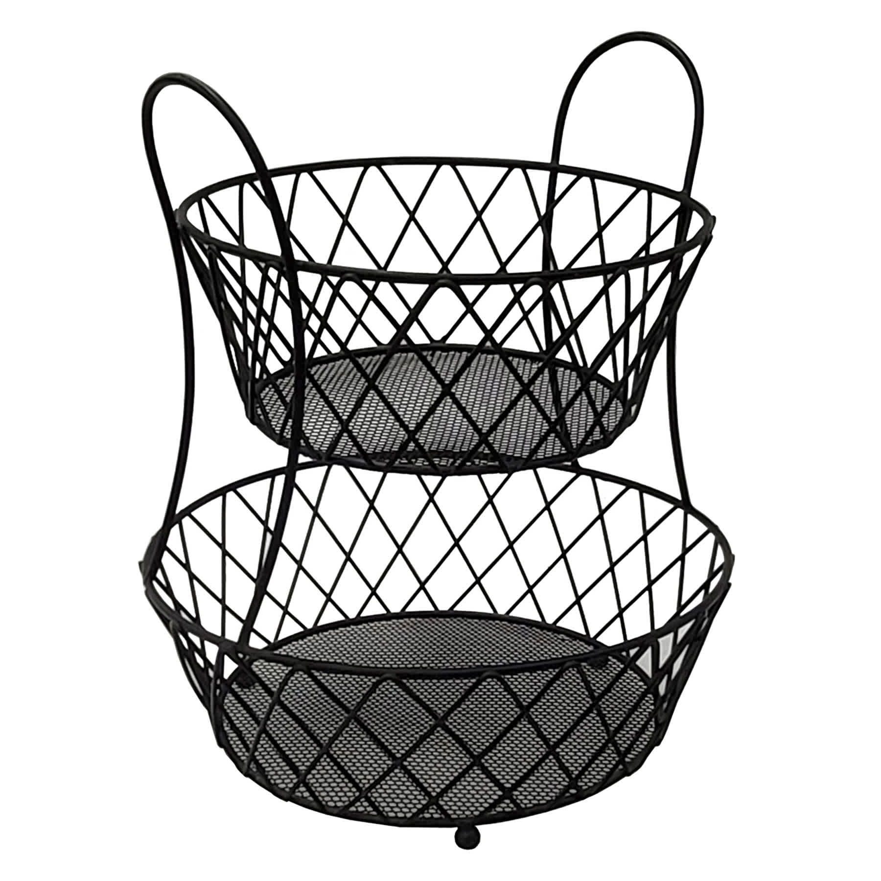 2-Tier Black Lattice Fruit Basket